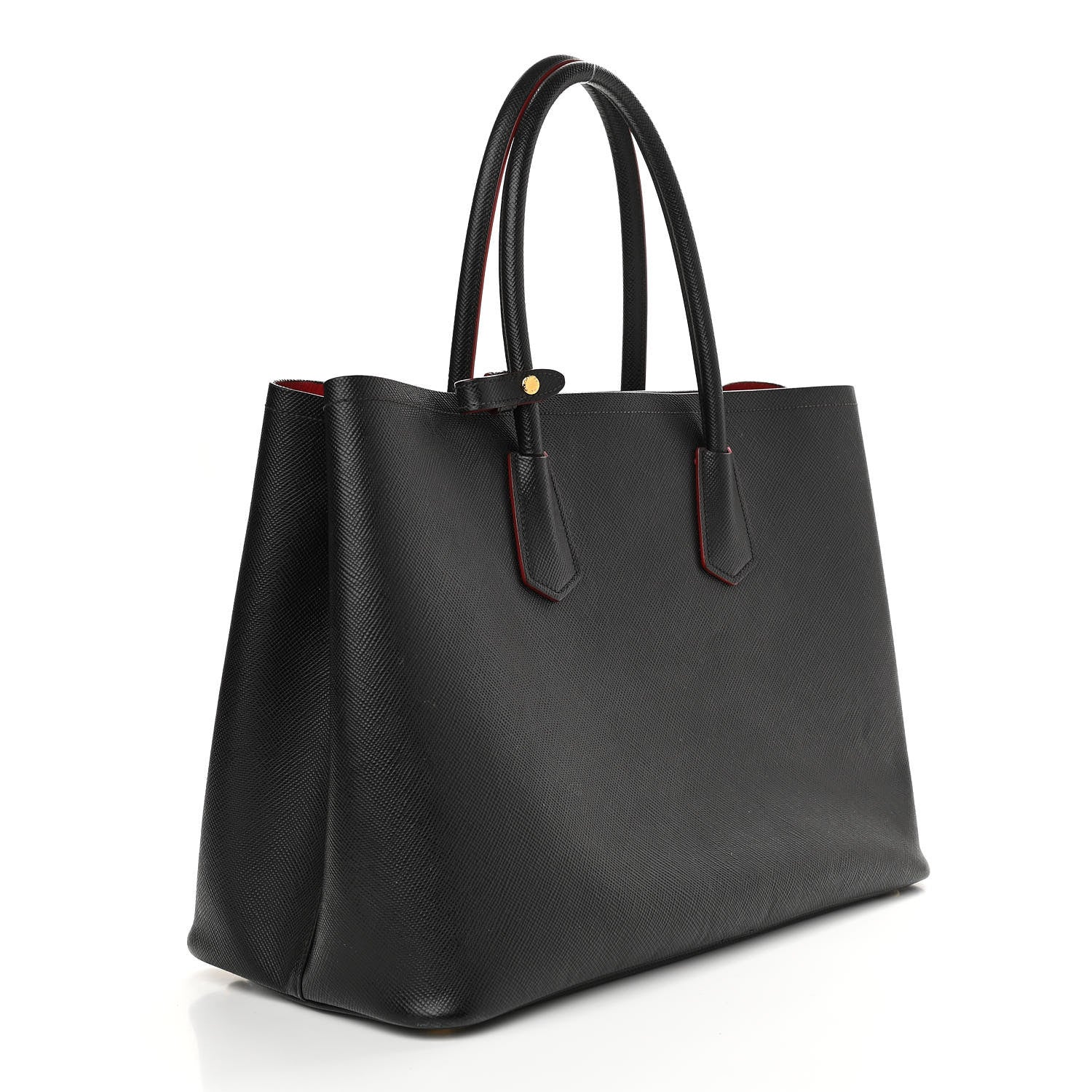 Prada Saffiano Cuir Medium Double Bag Black Fuoco 3 of 10