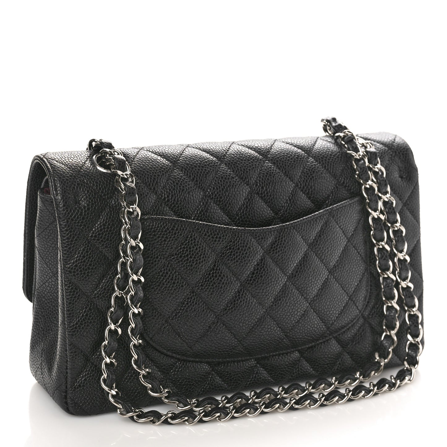 Caviar Quilted Medium Double Flap Black
