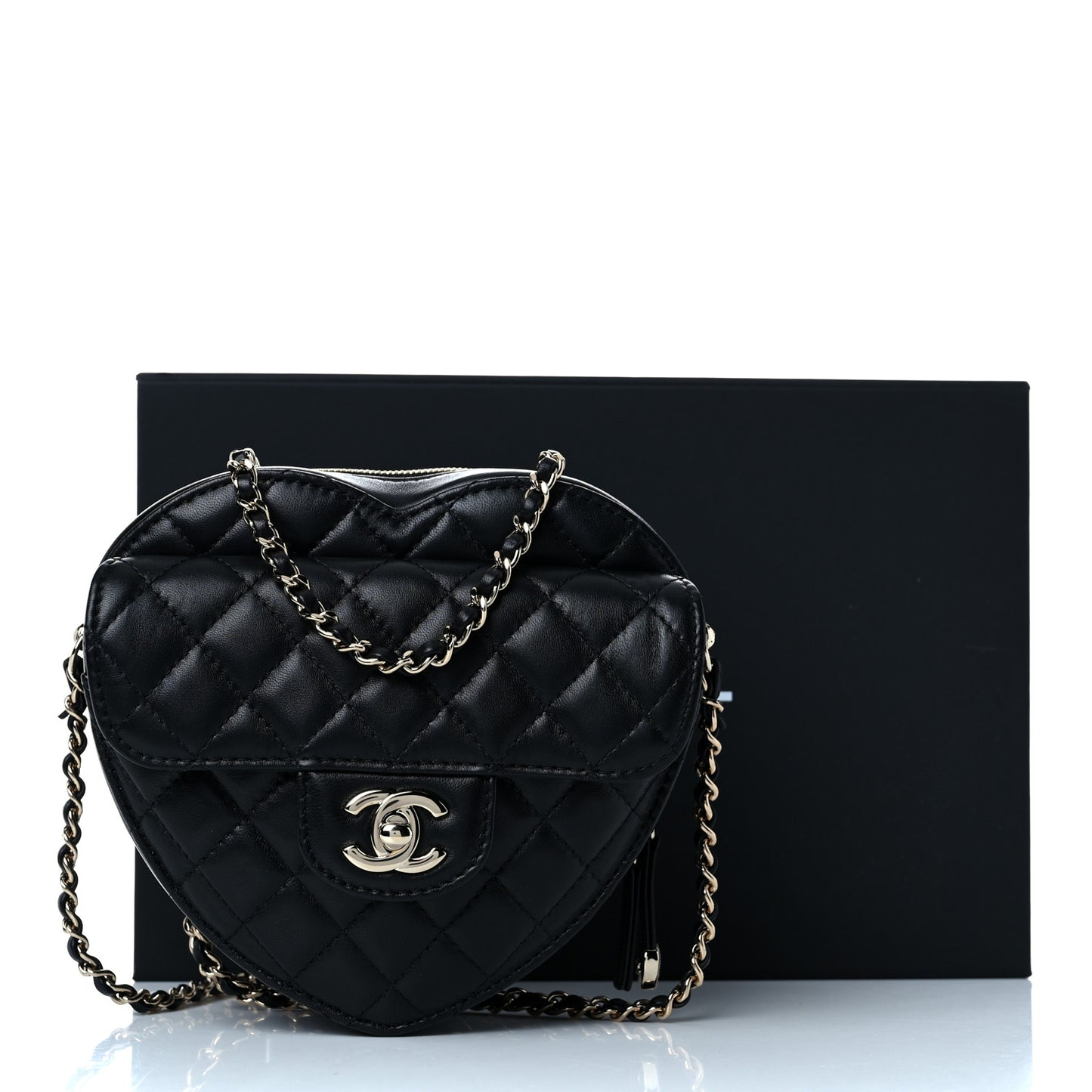 Lambskin Quilted CC In Love Heart Bag Black