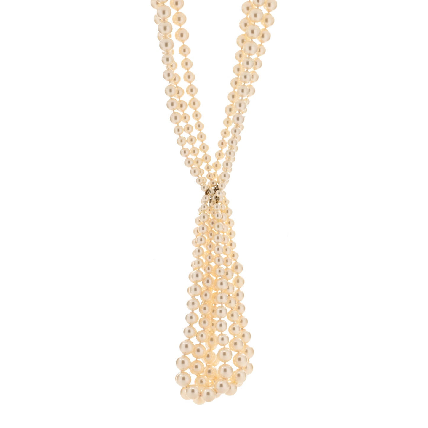 Graduated Pearl CC Long Necklace