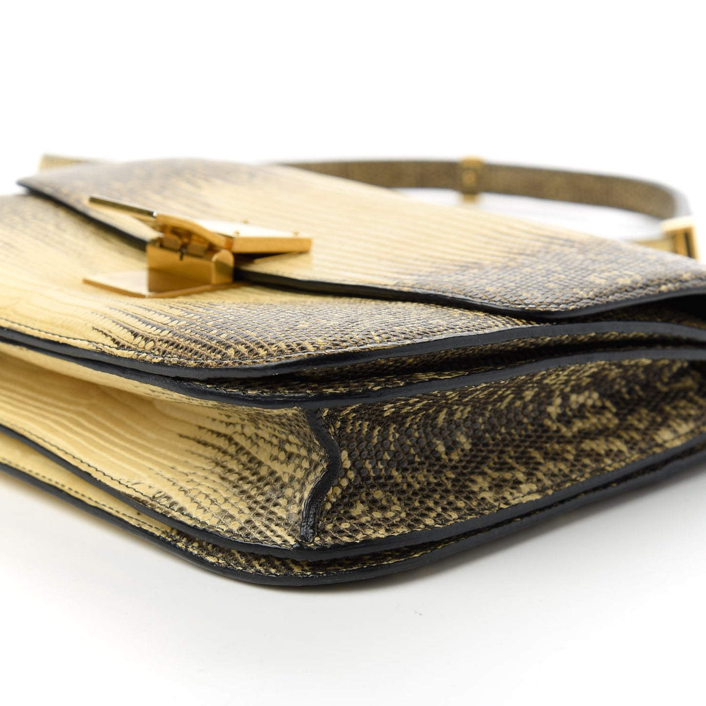 Lizard Medium Classic Box Flap Bag Natural