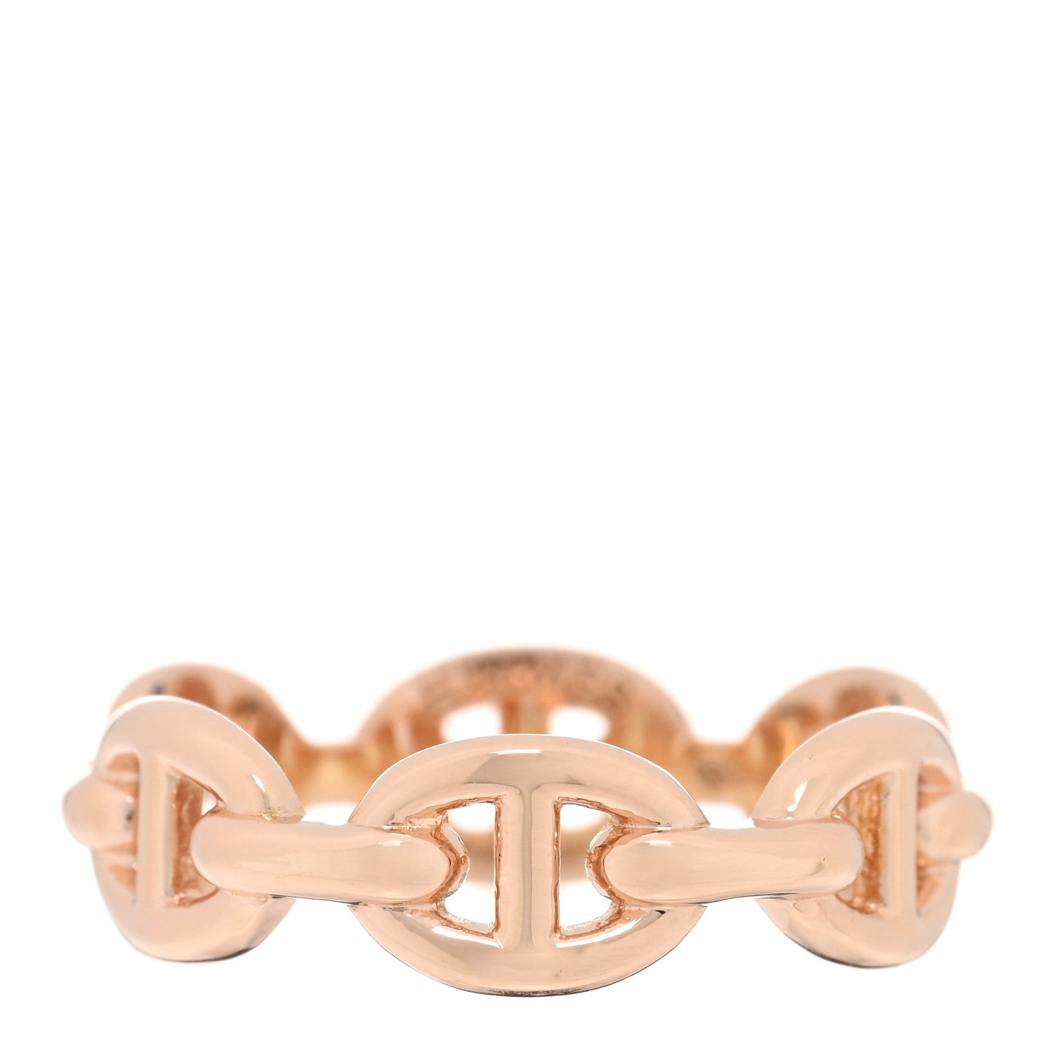 Hermes 18K Rose Gold PM Chaine d'Ancre Enchainee Ring 53 6.5 1 of 5