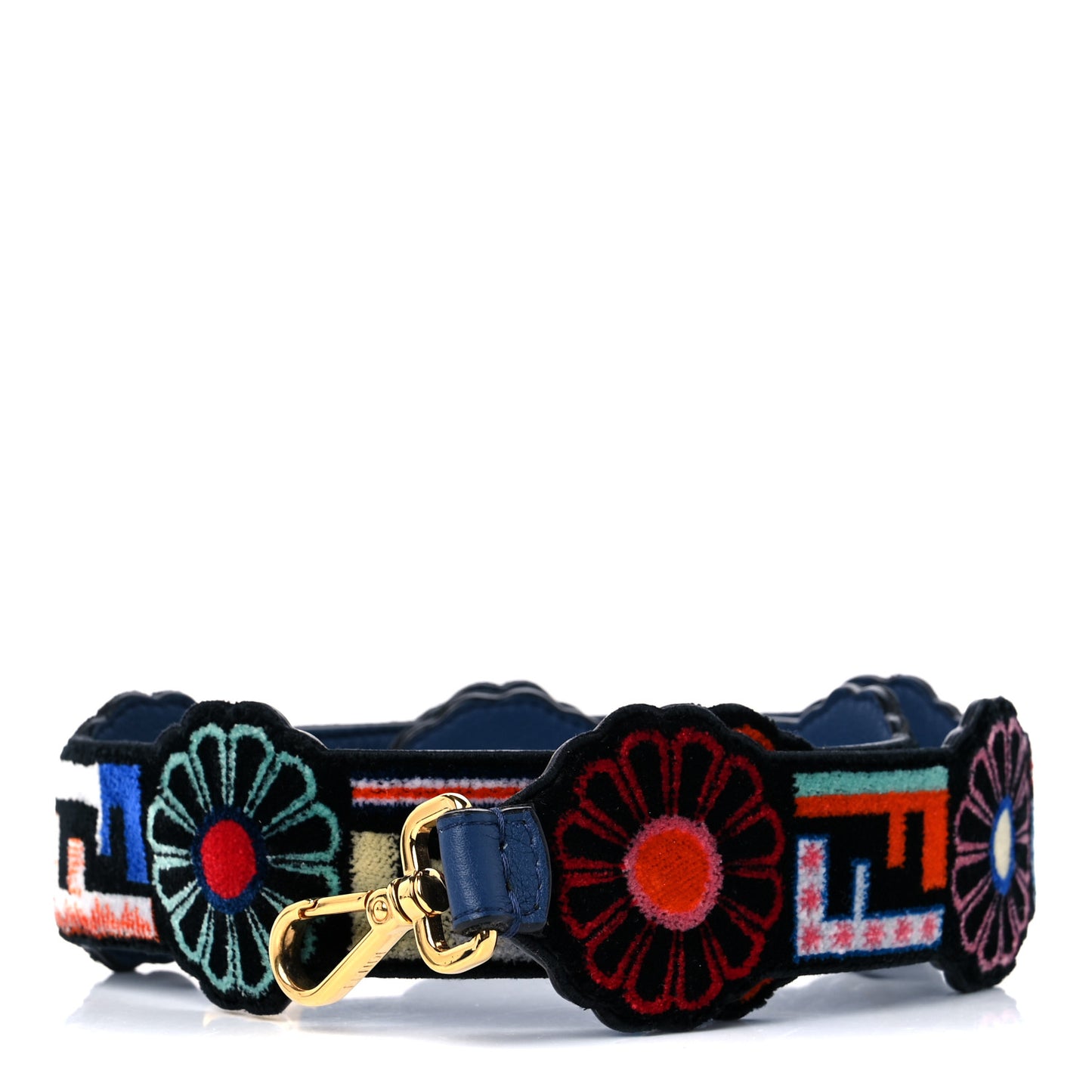 Velvet Vitello Dolce Fun Fair Embroidered Strap You Blue