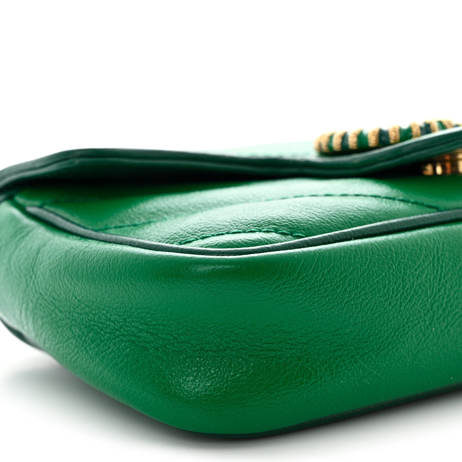 Gucci Azalea Calfskin Enamel Matelasse Diagonal Super Mini Torchon GG Marmont Shoulder Bag New Shamarock Emerald 9 of 11