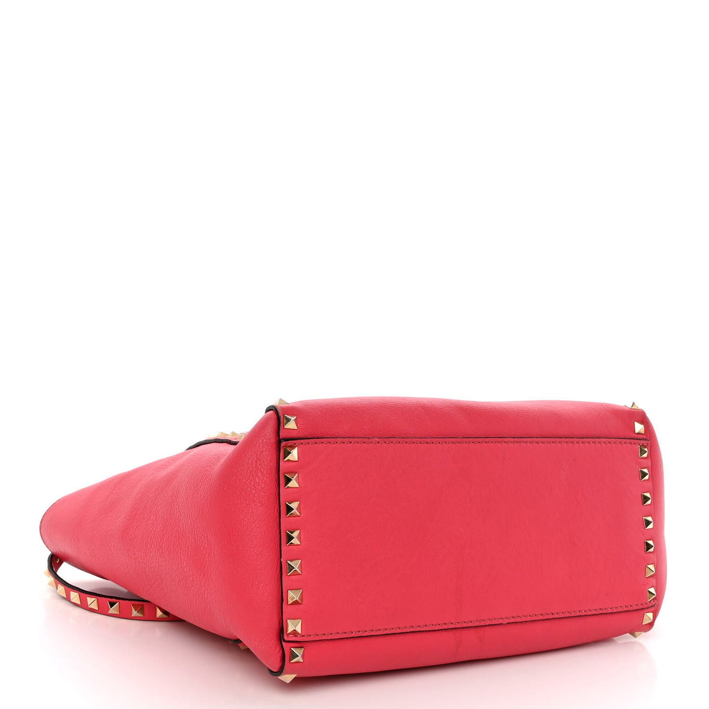 Vitello Rockstud Double Handle Tote Deep Rose