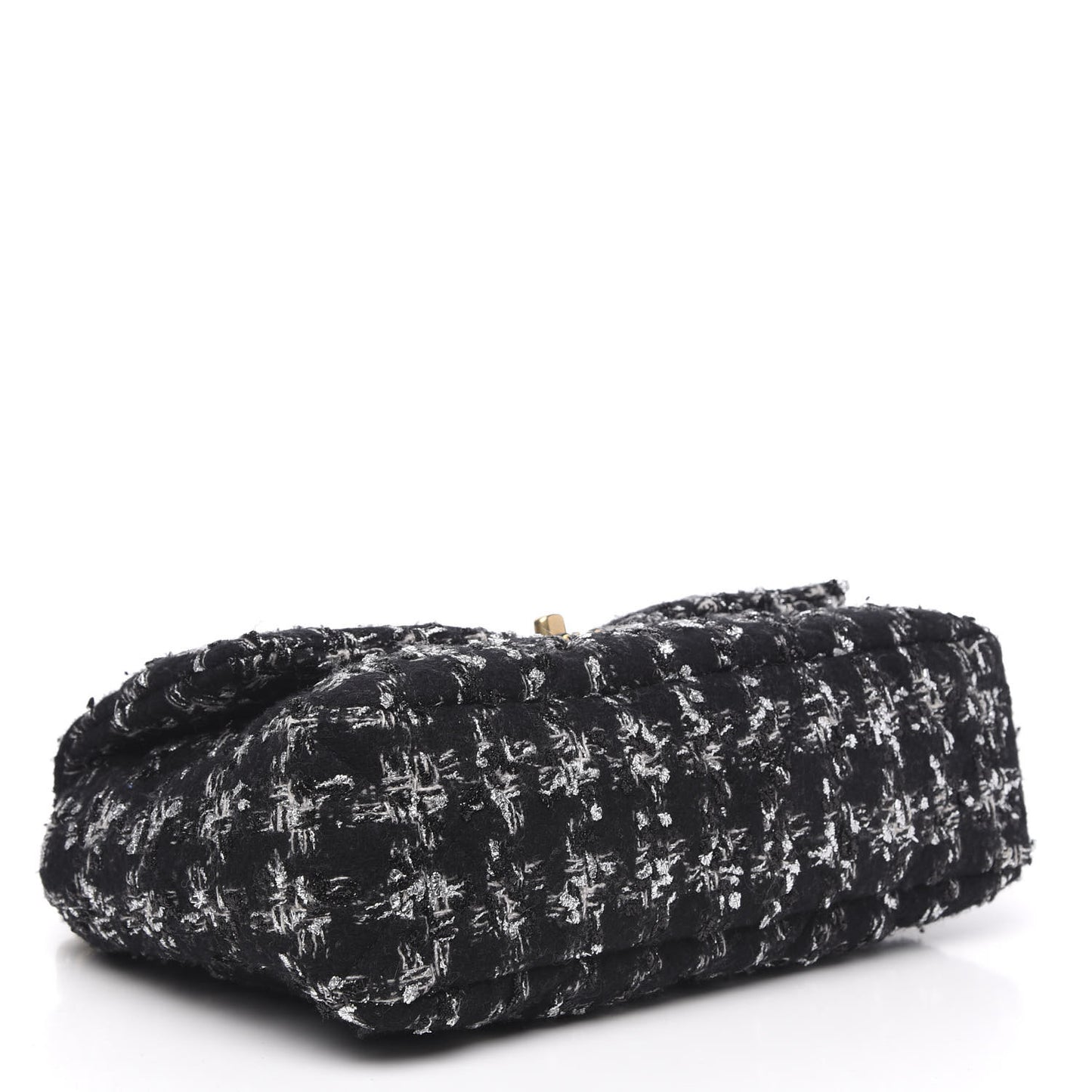 Tweed Quilted Large 19 Flap Black Ecru White