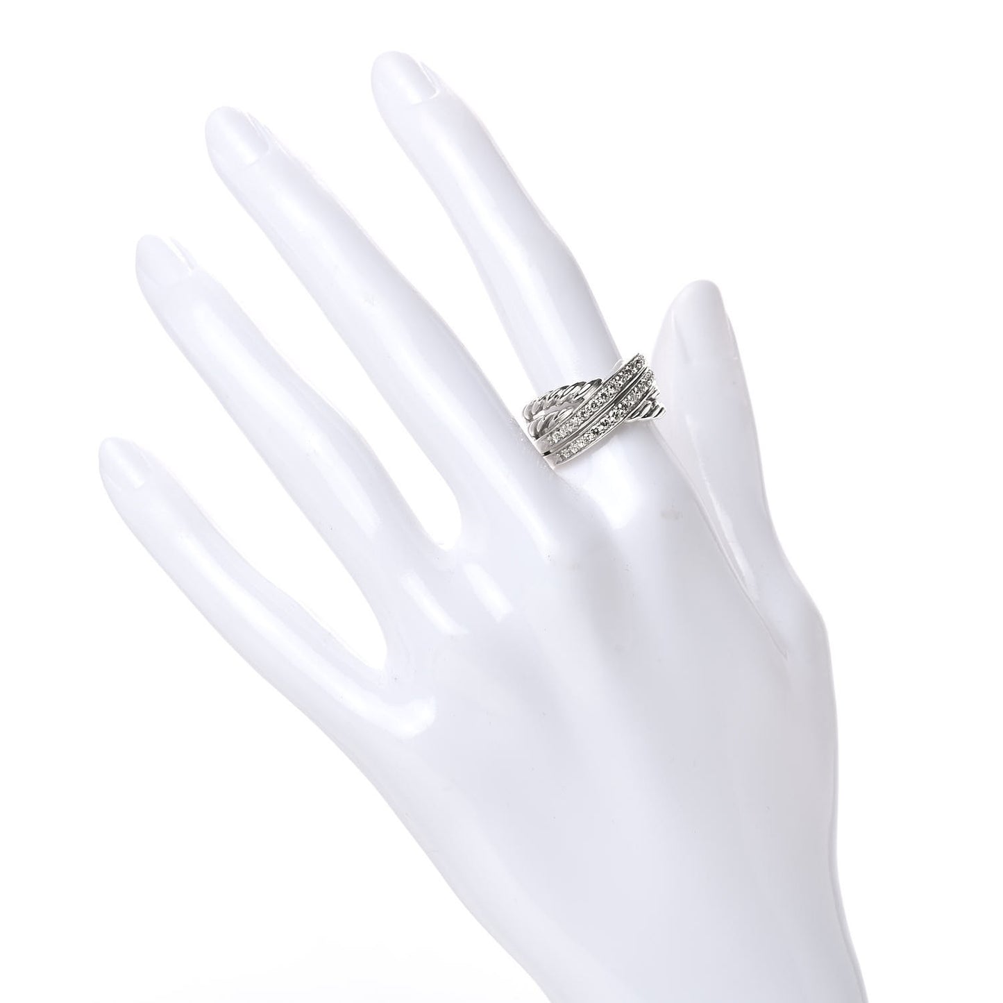 Sterling Silver Diamond 11mm Crossover Ring 52 6