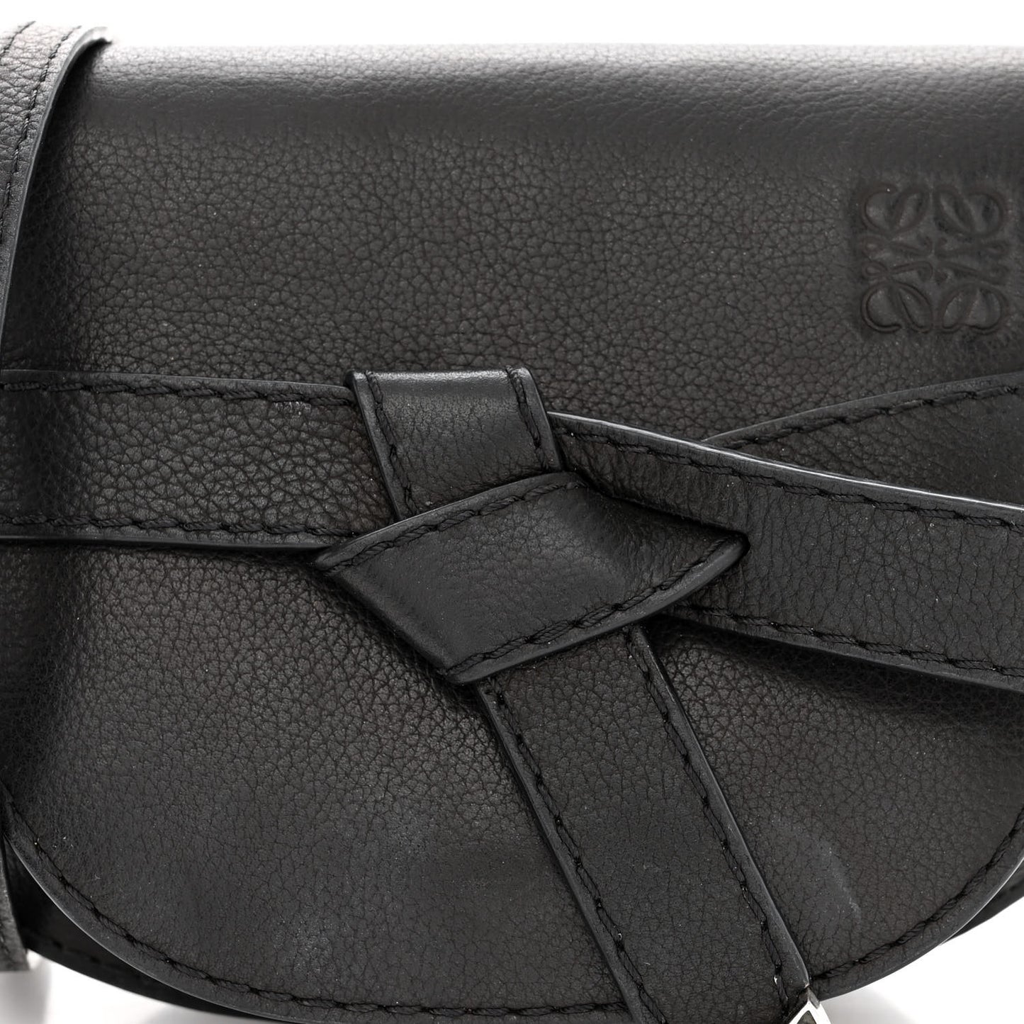 Grained Calfskin Mini Gate Western Crossbody Bag Black