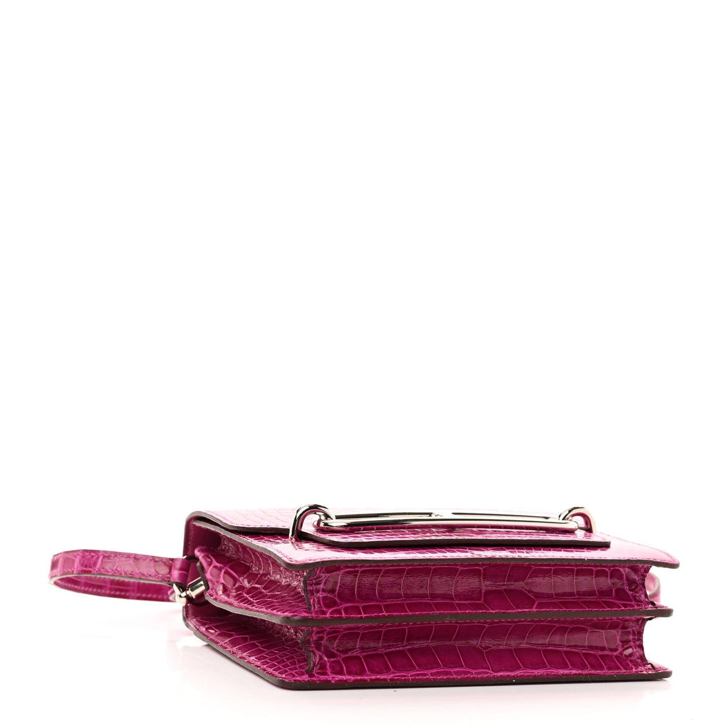 Shiny Alligator Mini Sac Roulis Rose Scheherazade
