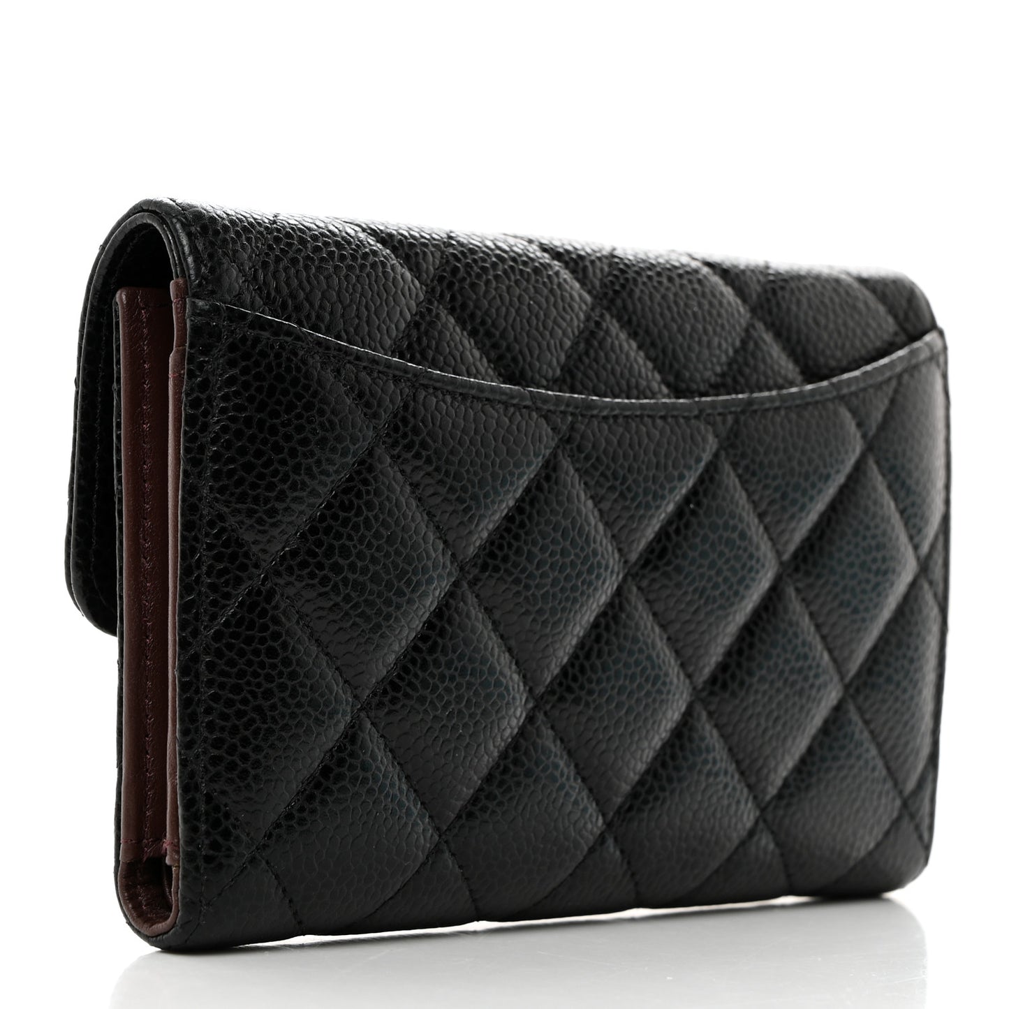 Caviar Quilted Medium Flap Wallet Black