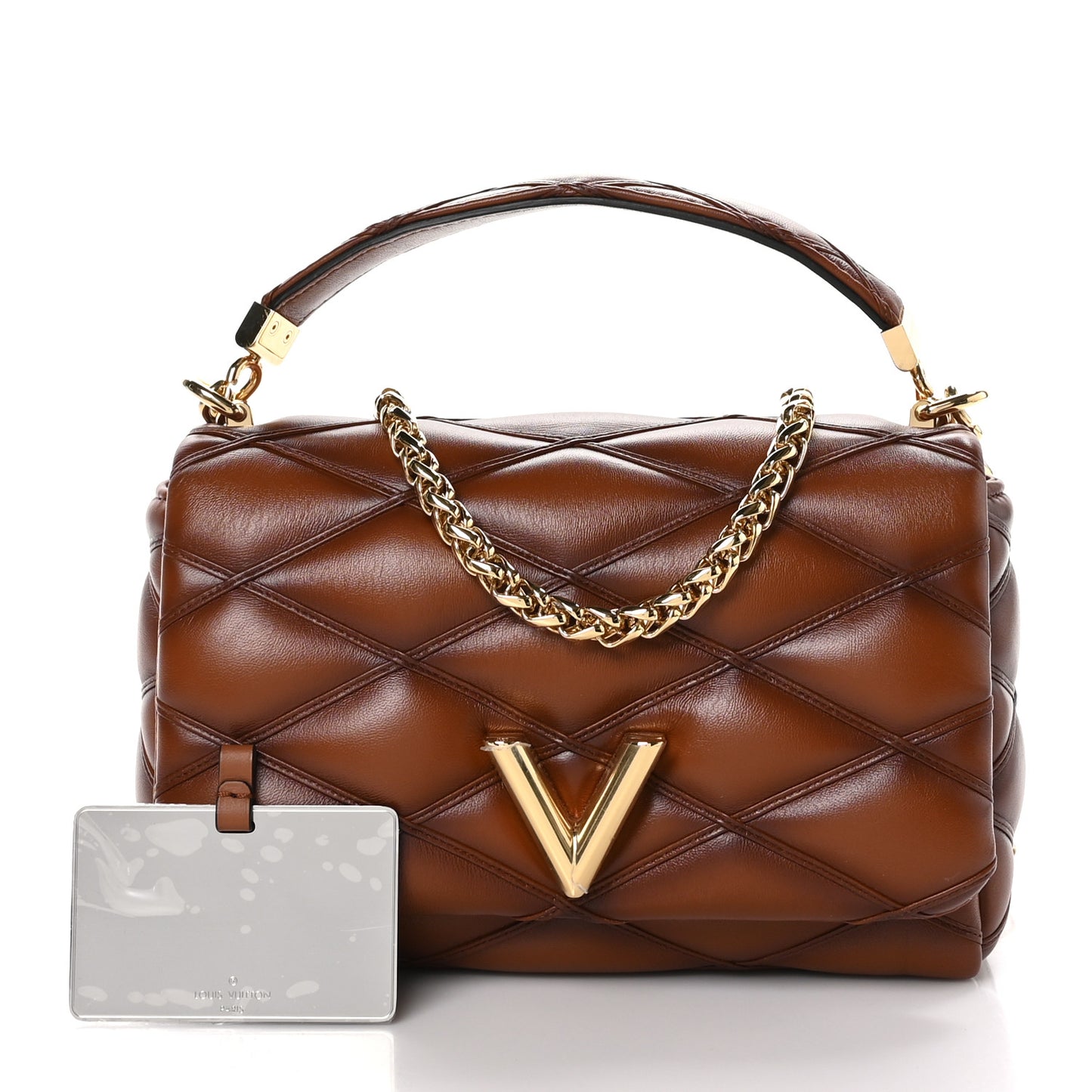 Lambskin Malletage Top Handle GO-14 MM Tan