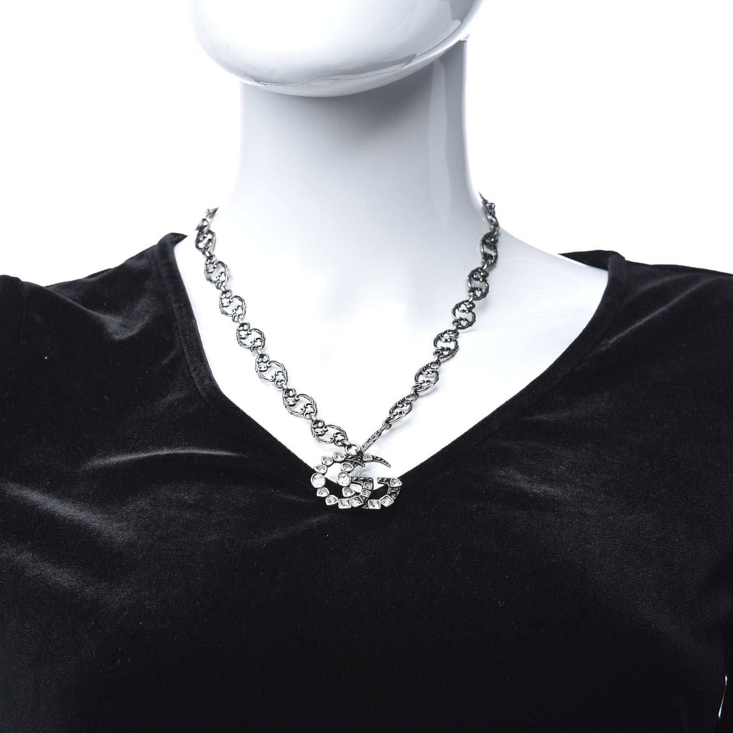 Crystal Marmont Necklace Aged Silver