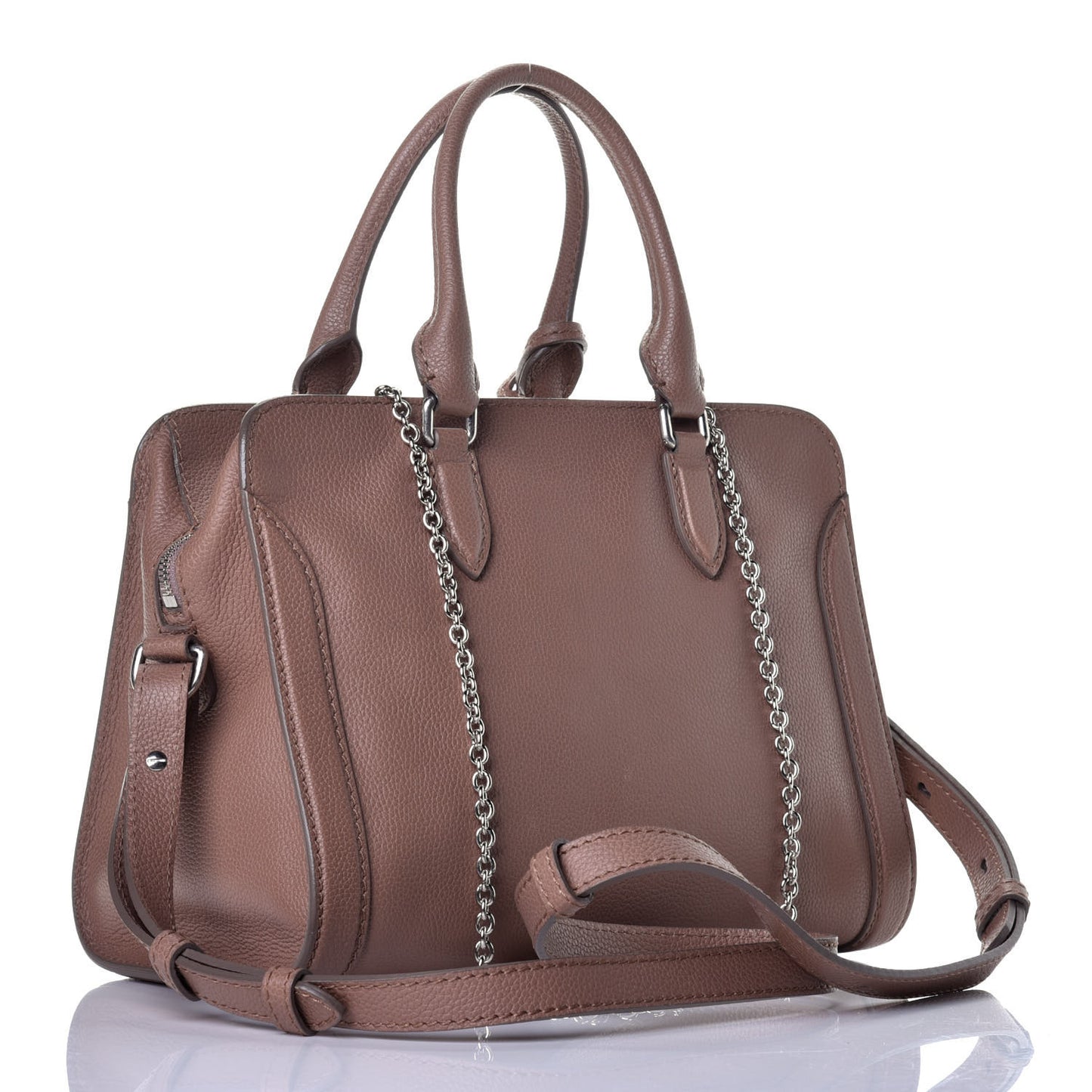 Pebbled Calfskin Small Skull Padlock Zip Around Tote Coco