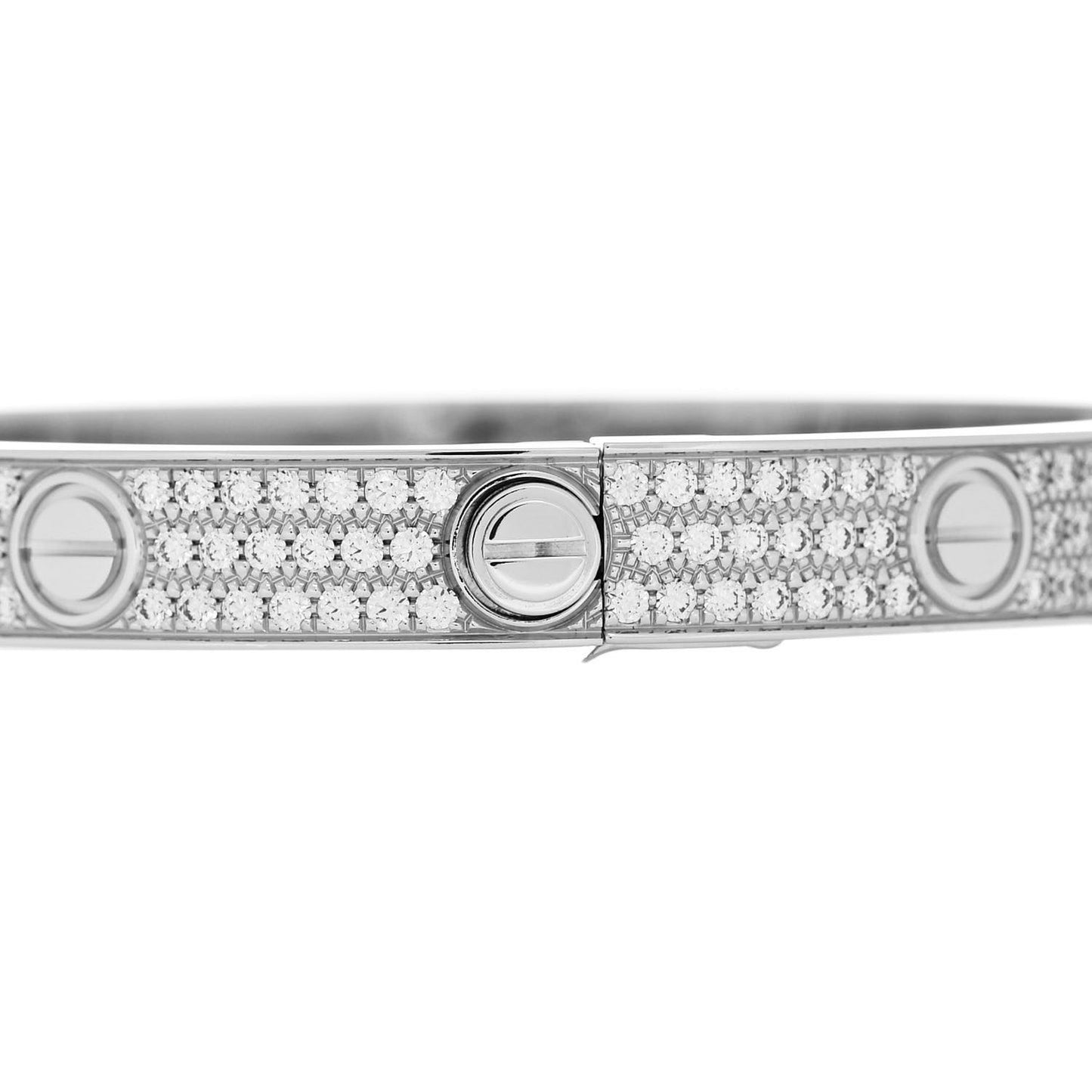 18K White Gold Diamond LOVE Paved Bracelet 18