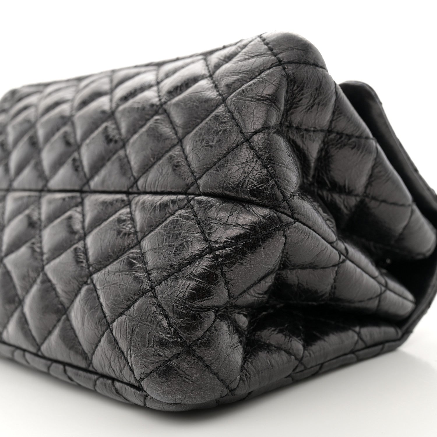 Chanel Shiny Aged Calfskin Quilted Accordion Reissue 2.55 Flap So Black 10 of 11