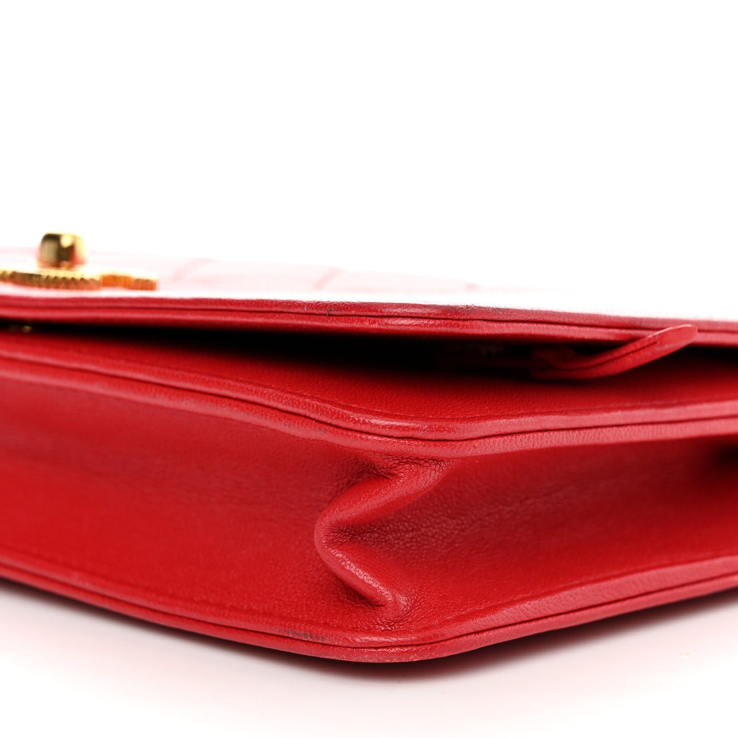 Sheepskin Quilted Mademoiselle Vintage Wallet On Chain WOC Red