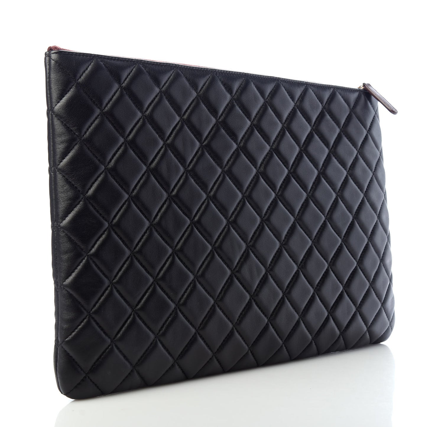 Lambskin Quilted Large Cosmetic Case Black