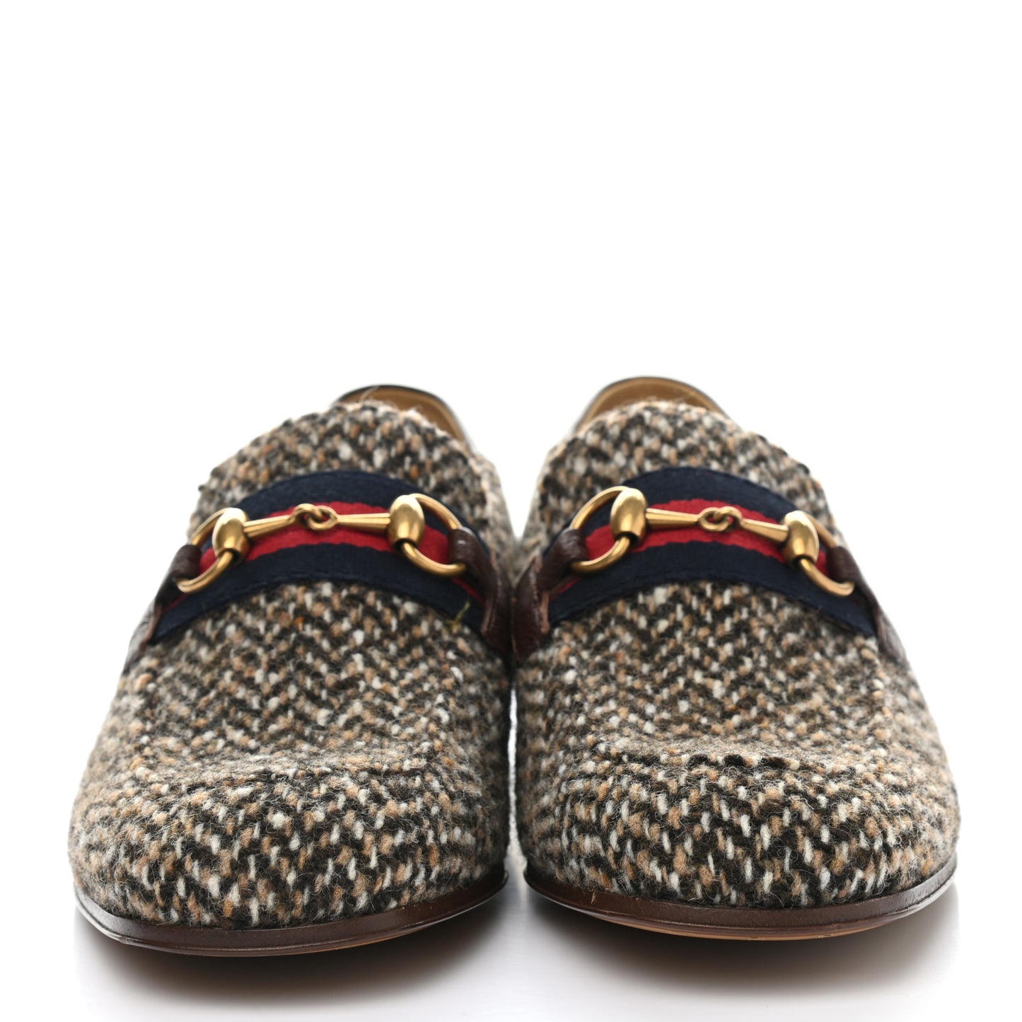 Tweed Web Herringbone Mens Horsebit Loafers 8 Dark Brown