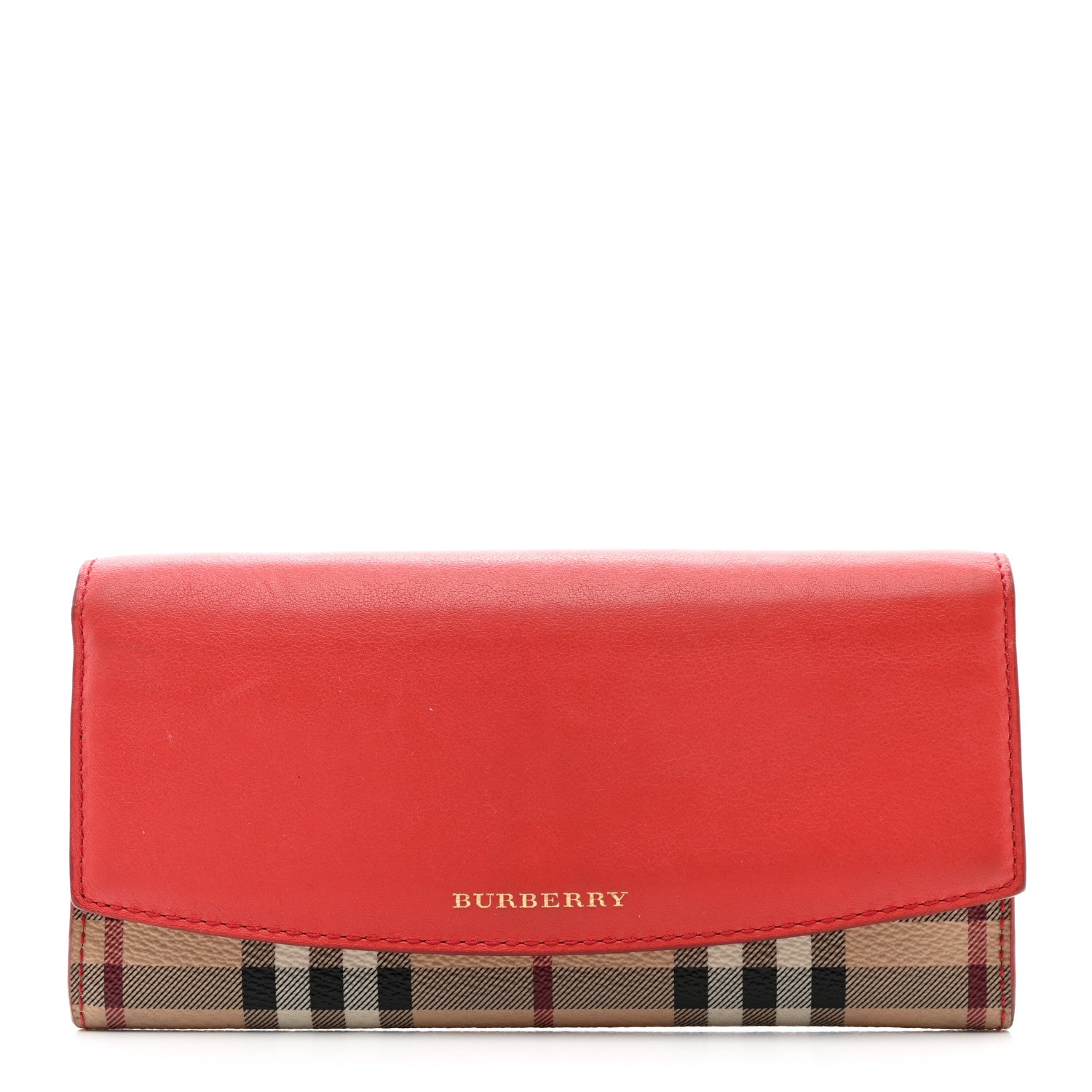 Burberry Calfskin Haymarket Check Henley Wallet Red 1 of 11