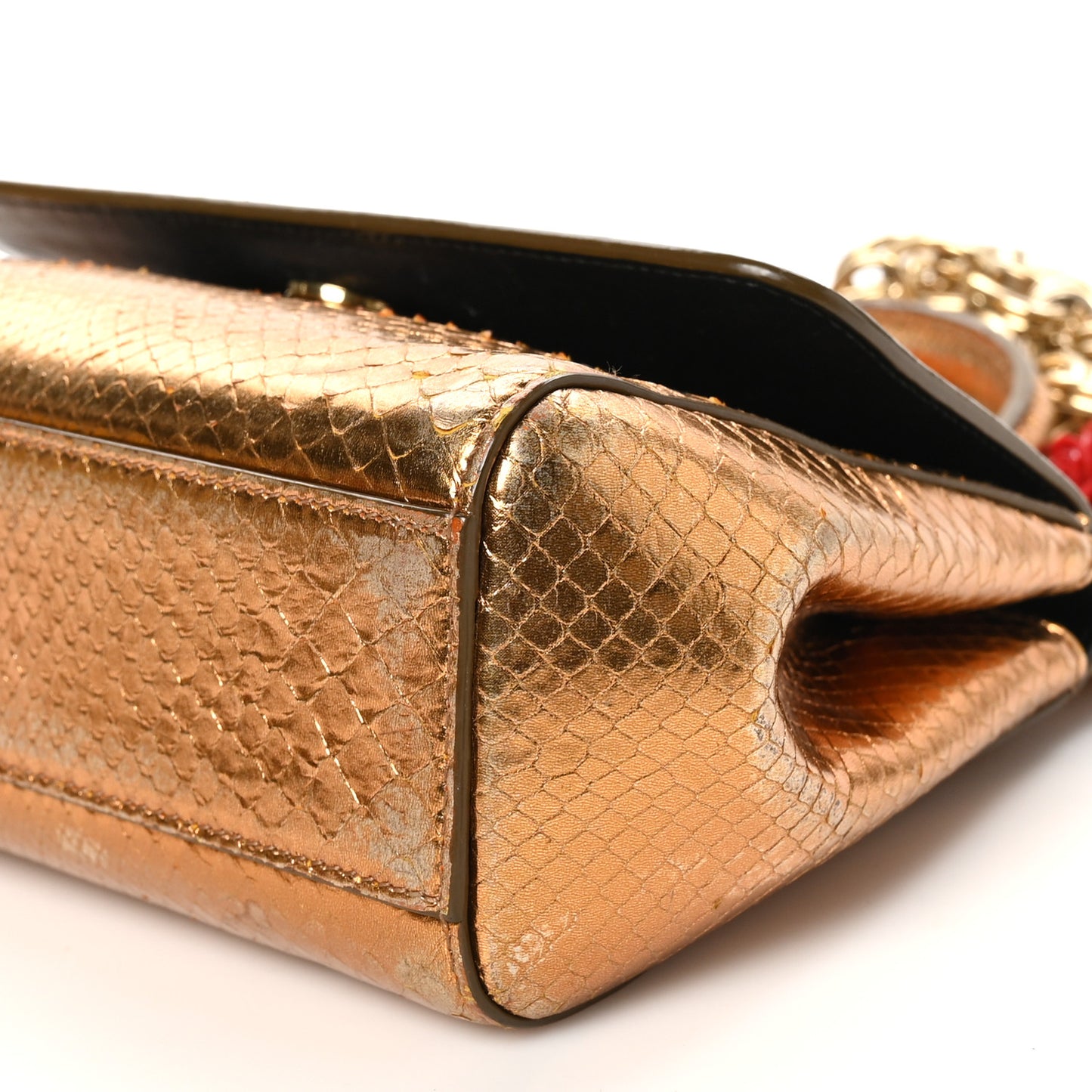 Snakeskin Small Miss Sicily Satchel Gold
