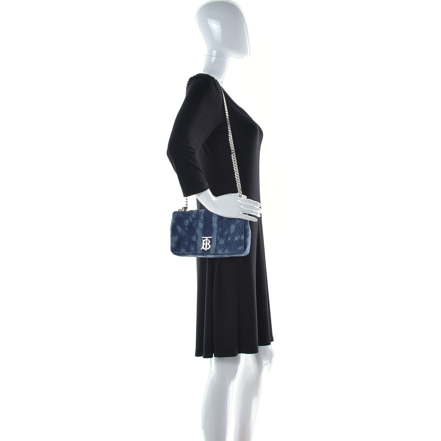 Denim Quilted Small Lola Bag Blue