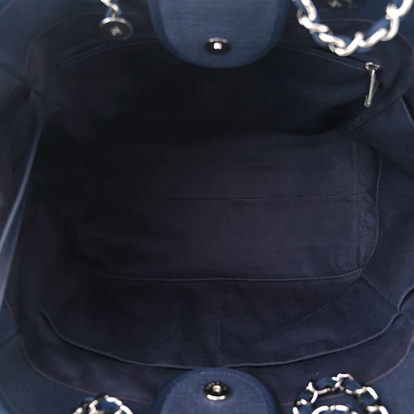Mixed Fibers Calfskin Medium Deauville Tote Dark Blue