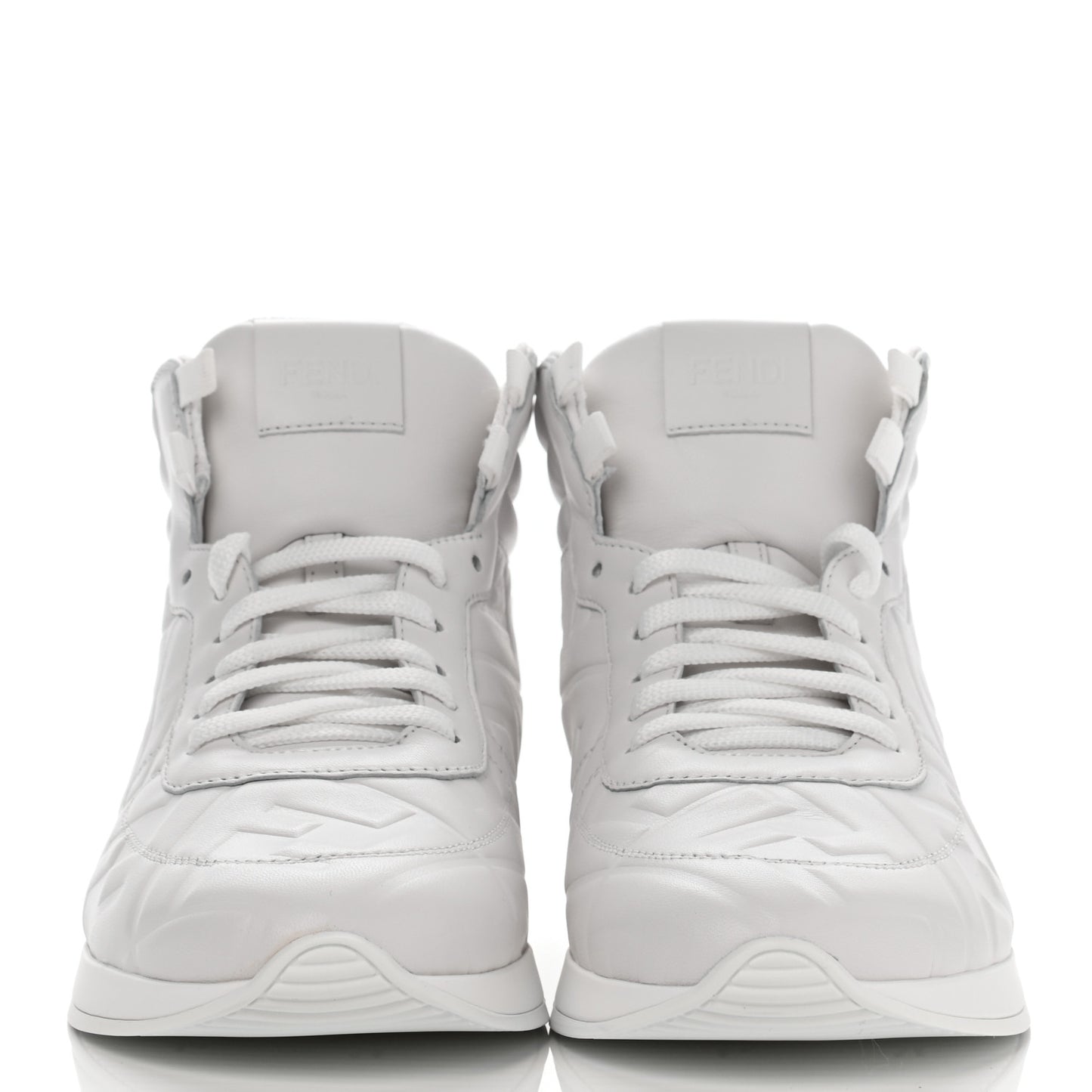 Nappa Macro FF Embossed Womens High Top Sneakers 37 White Ice