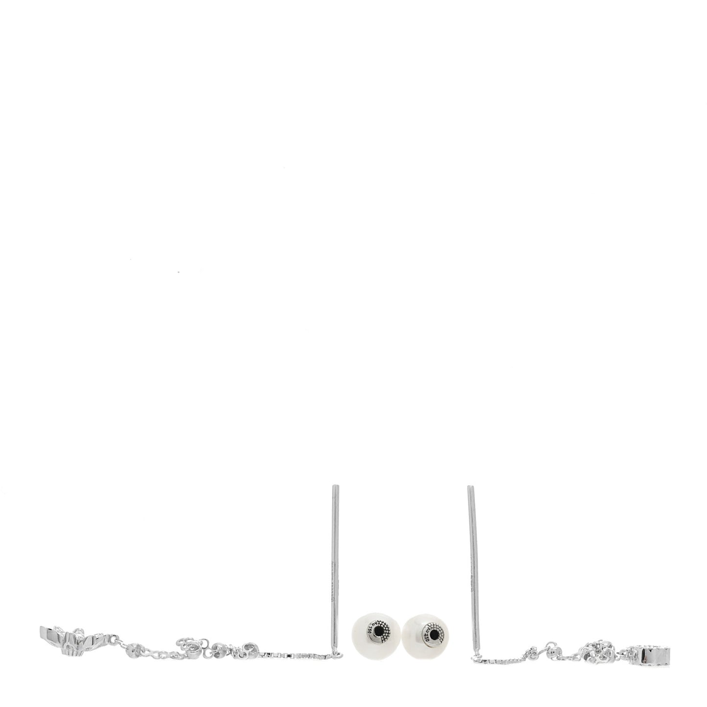 18K White Gold Diamond Flora Drop Earrings