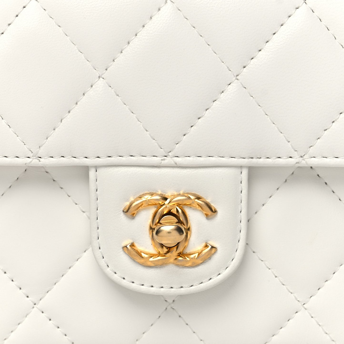 Lambskin Handle Crush Top Handle Flap Bag White