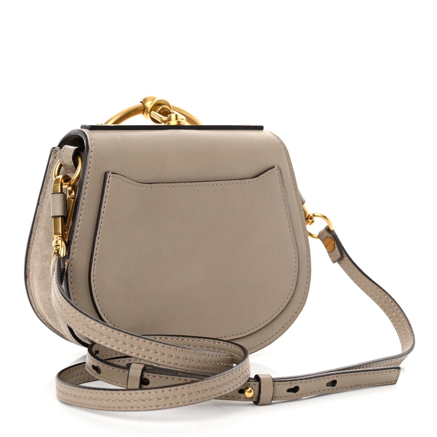 Calfskin Suede Small Nile Bracelet Bag Motty Grey