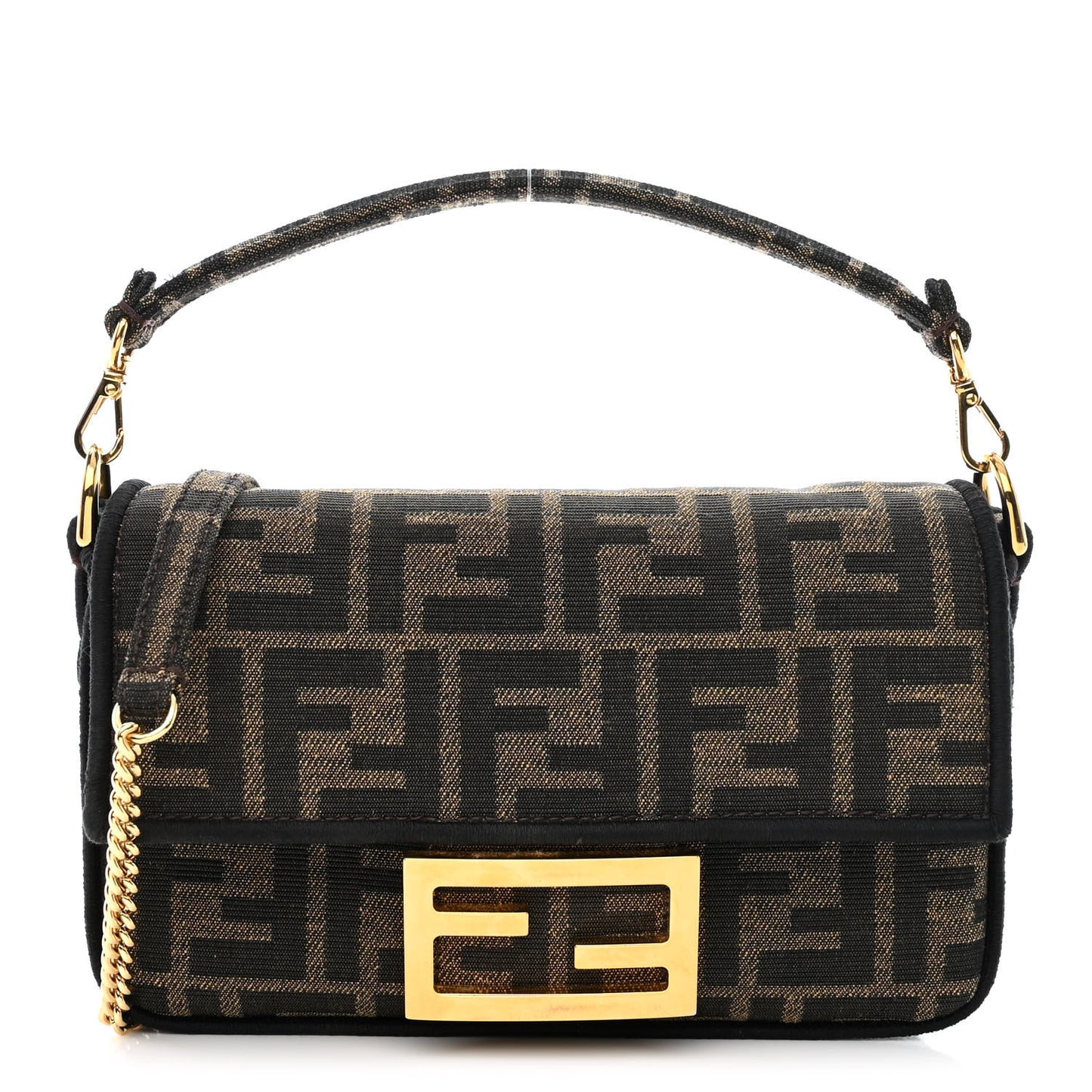 Fabric Jacquard FF 1974 Mini Baguette Tobacco Moro Black