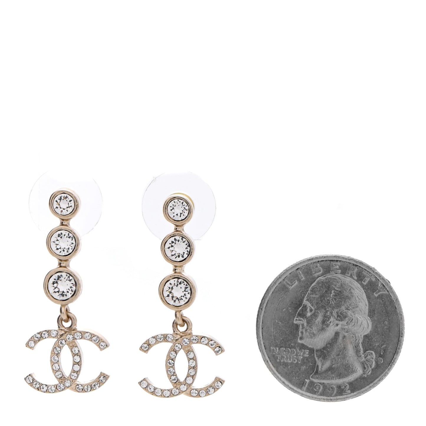 Crystal CC Drop Earrings Gold