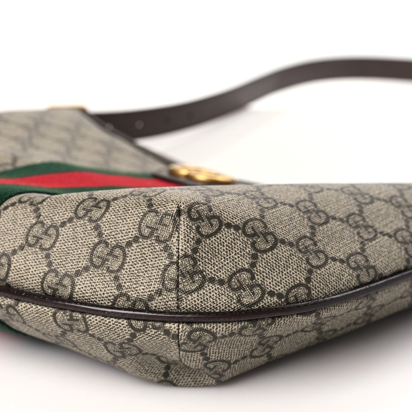 GG Supreme Monogram Web Small Ophidia Half Moon Hobo Brown