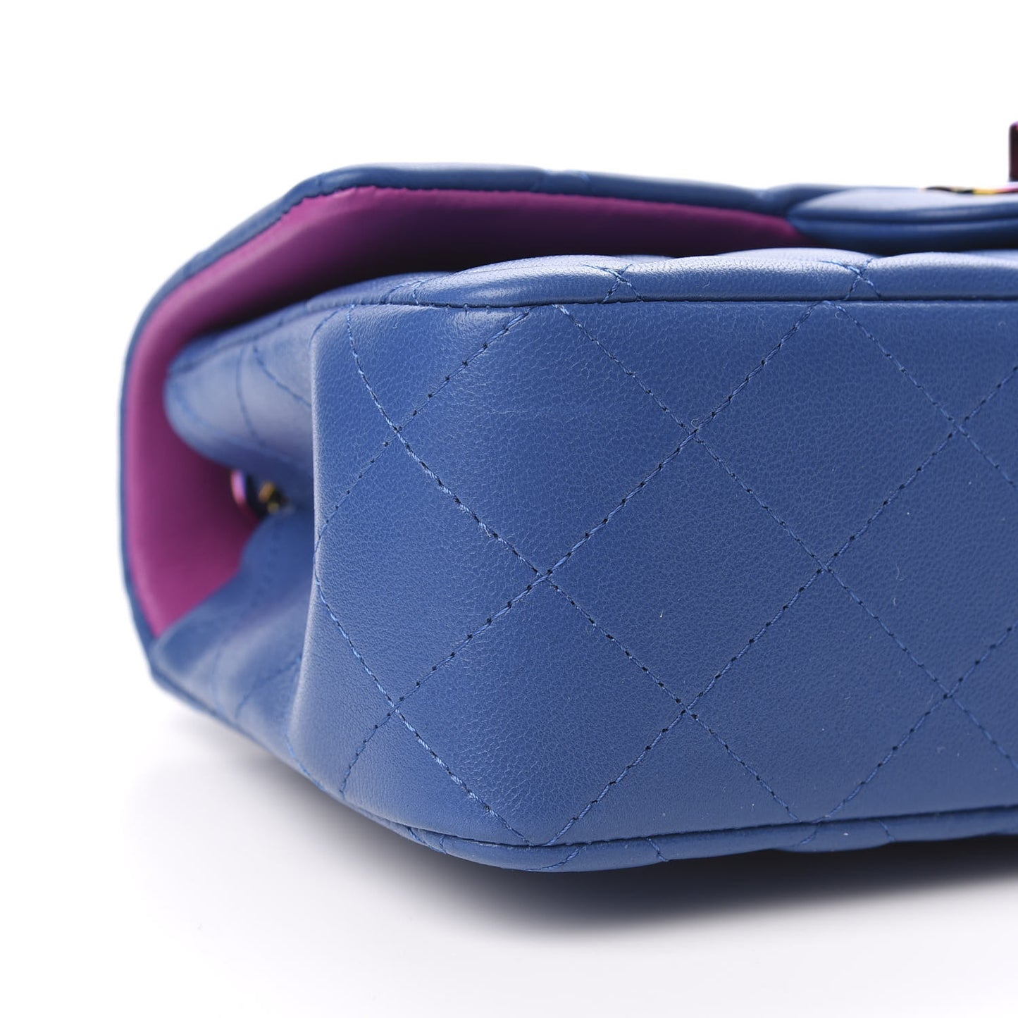 Lambskin Quilted Mini Rectangular Flap Blue Purple