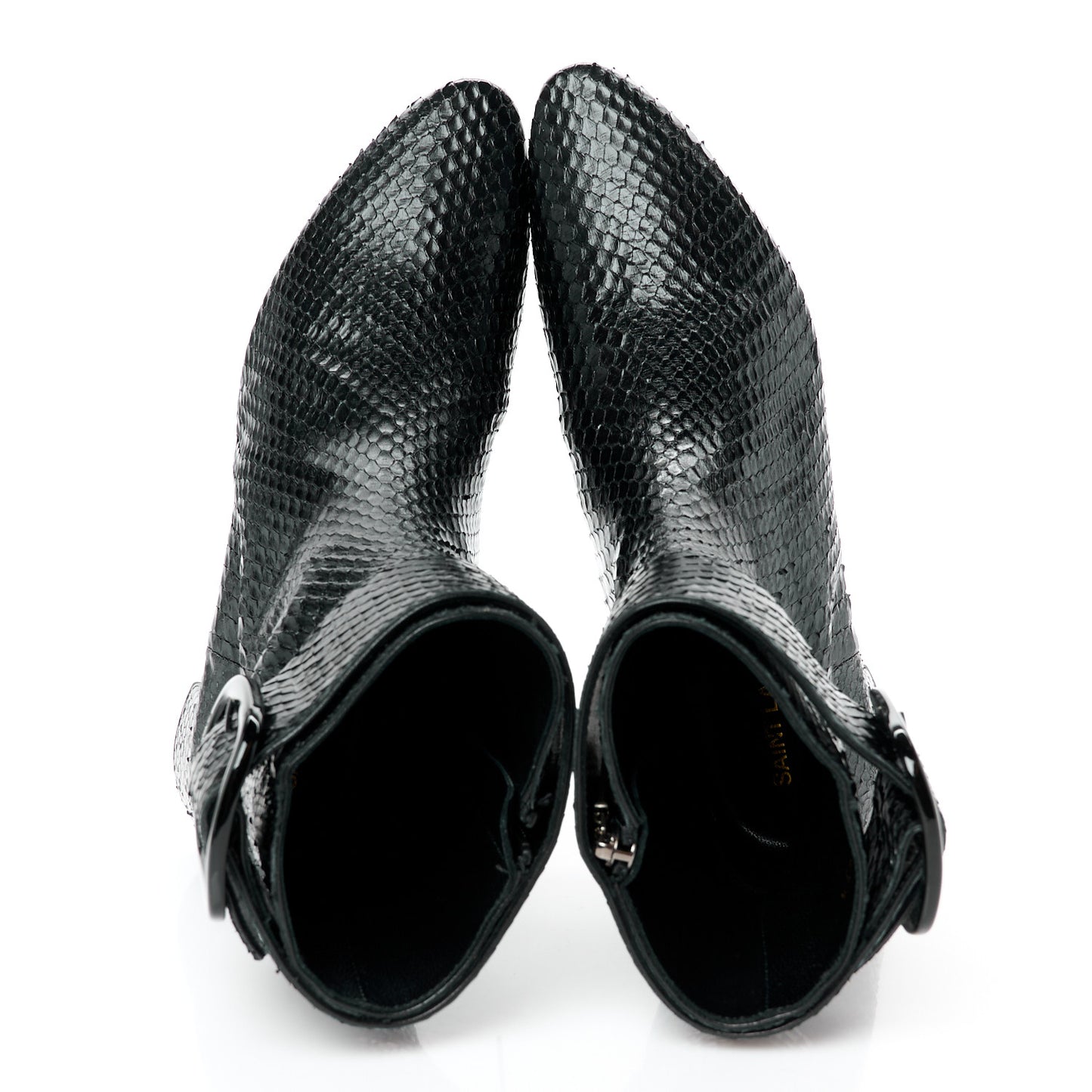 Shiny Snakeskin Joplin Buckle Booties 37.5 Black