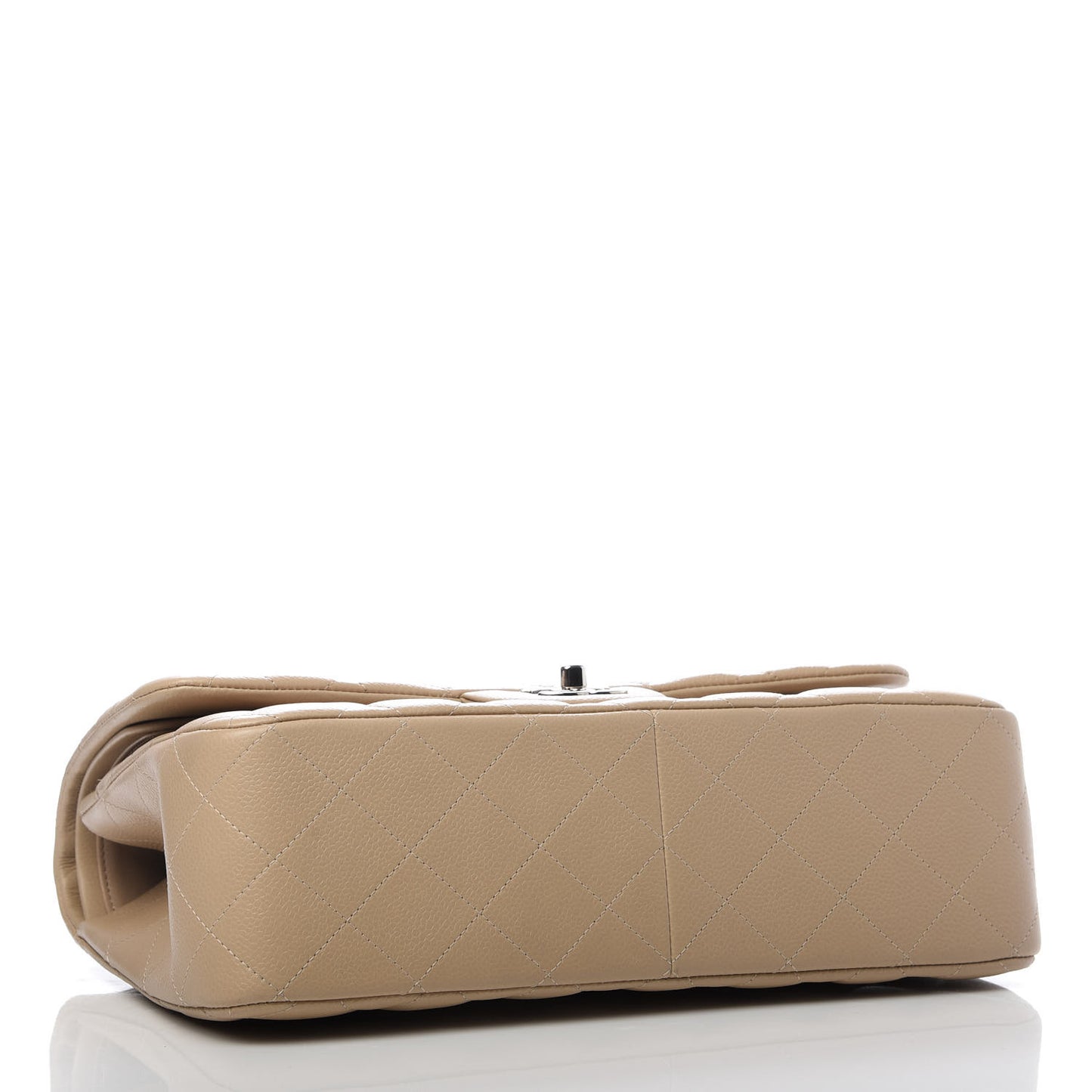 Caviar Quilted Jumbo Double Flap Beige Clair