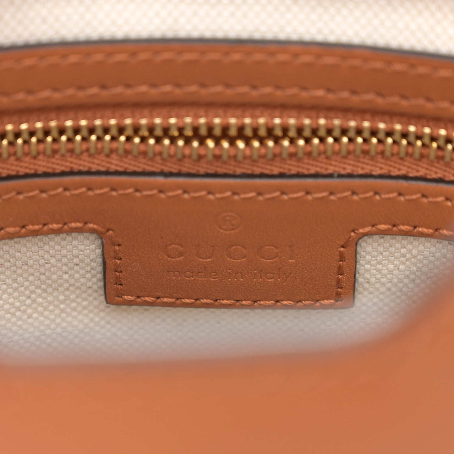 Tritone Calfskin Web Mini Ophidia Bucket Bag Brown