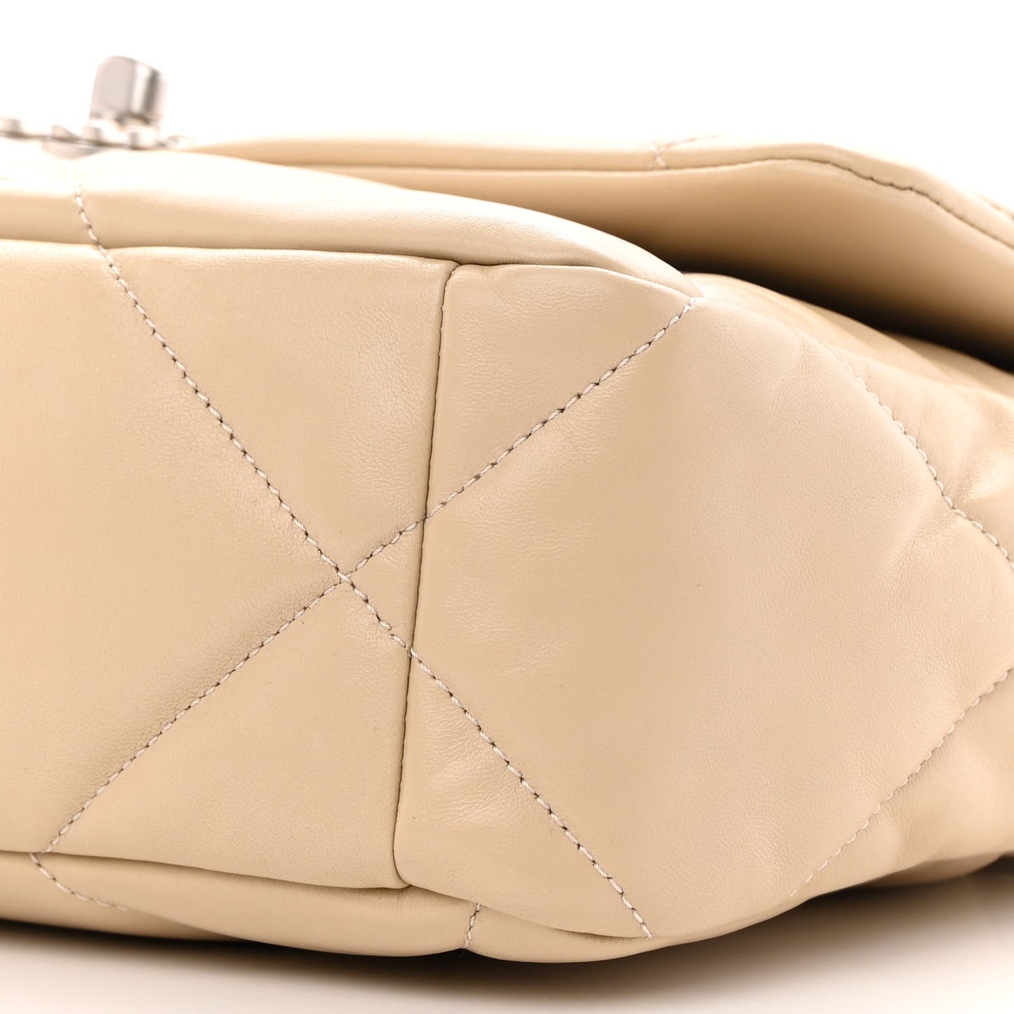 Lambskin Quilted Large Chanel 19 Flap Beige