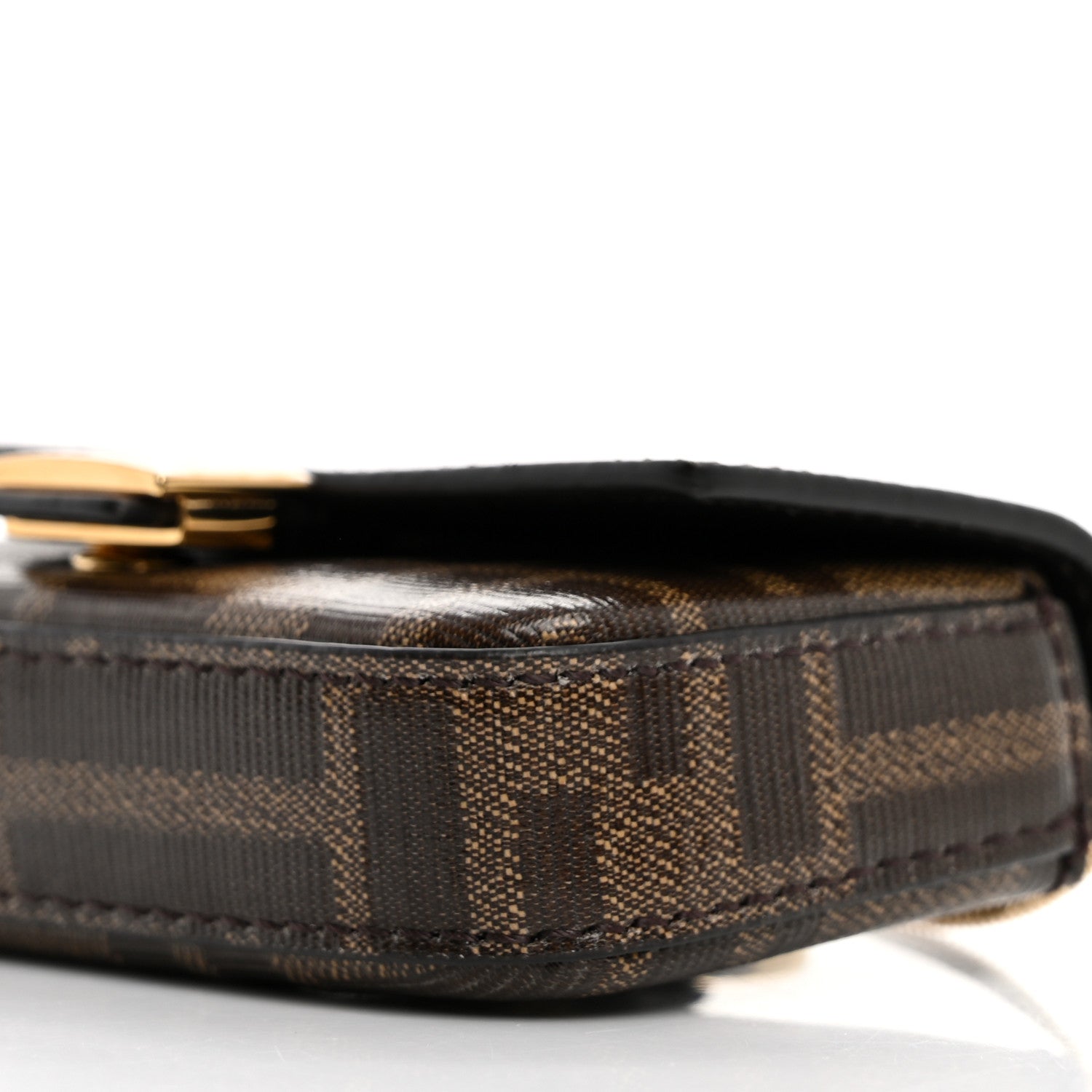 Fendi Glazed Fabric FF 1974 Nano Baguette Charm Mogano Panna 8 of 9