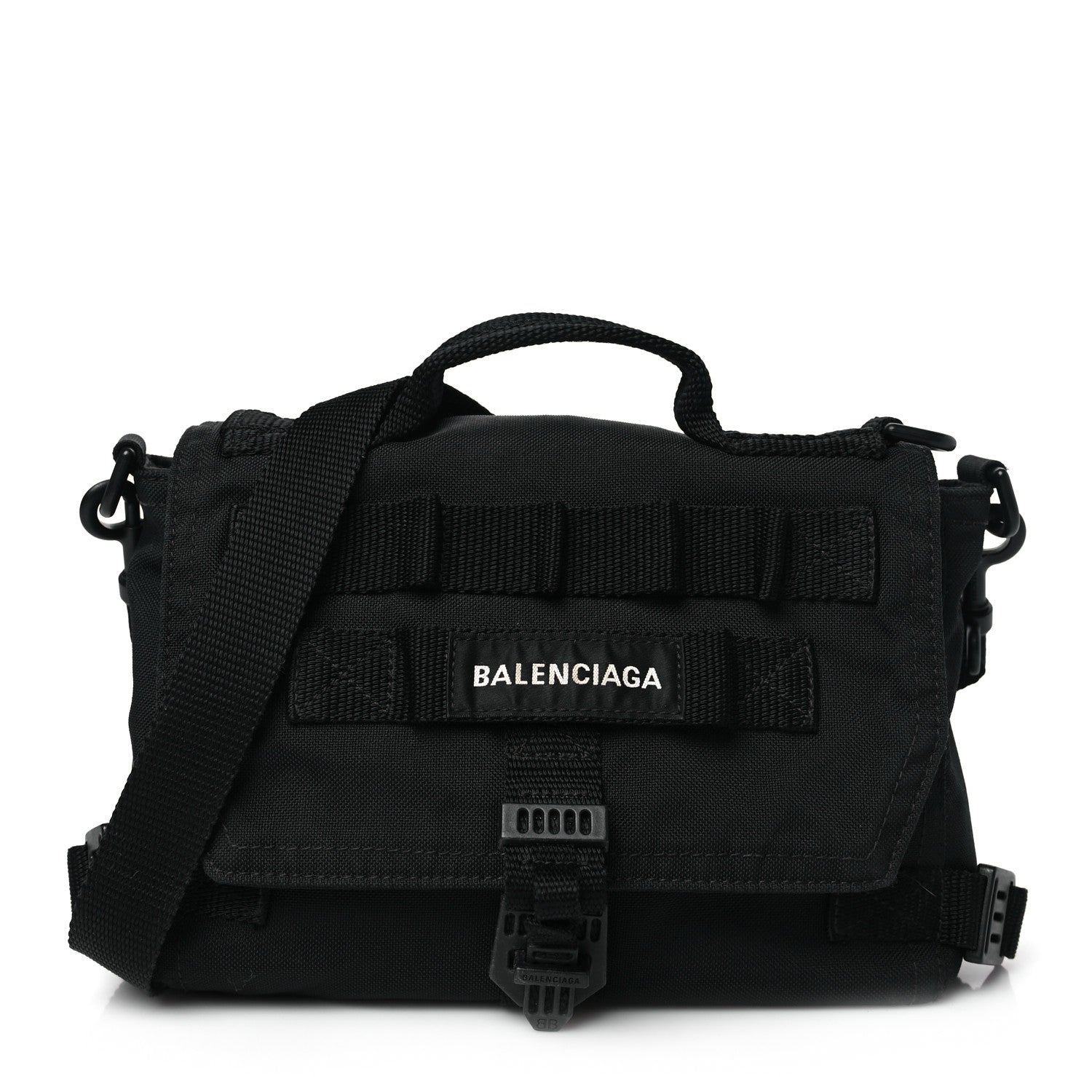 Balenciaga Nylon Logo Embroidered Army Messenger Bag Black 1 of 9
