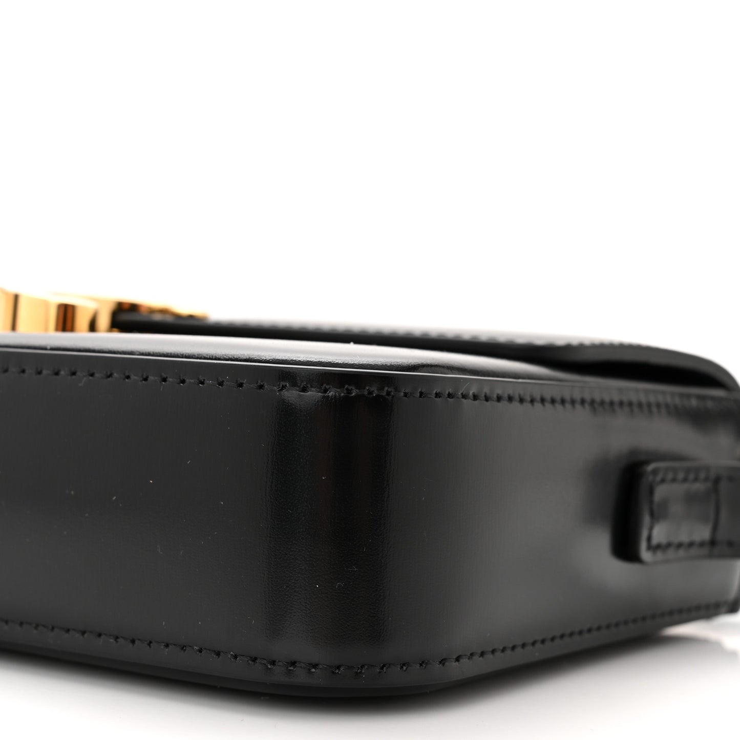 Shiny Calfskin Triomphe Shoulder Bag Black