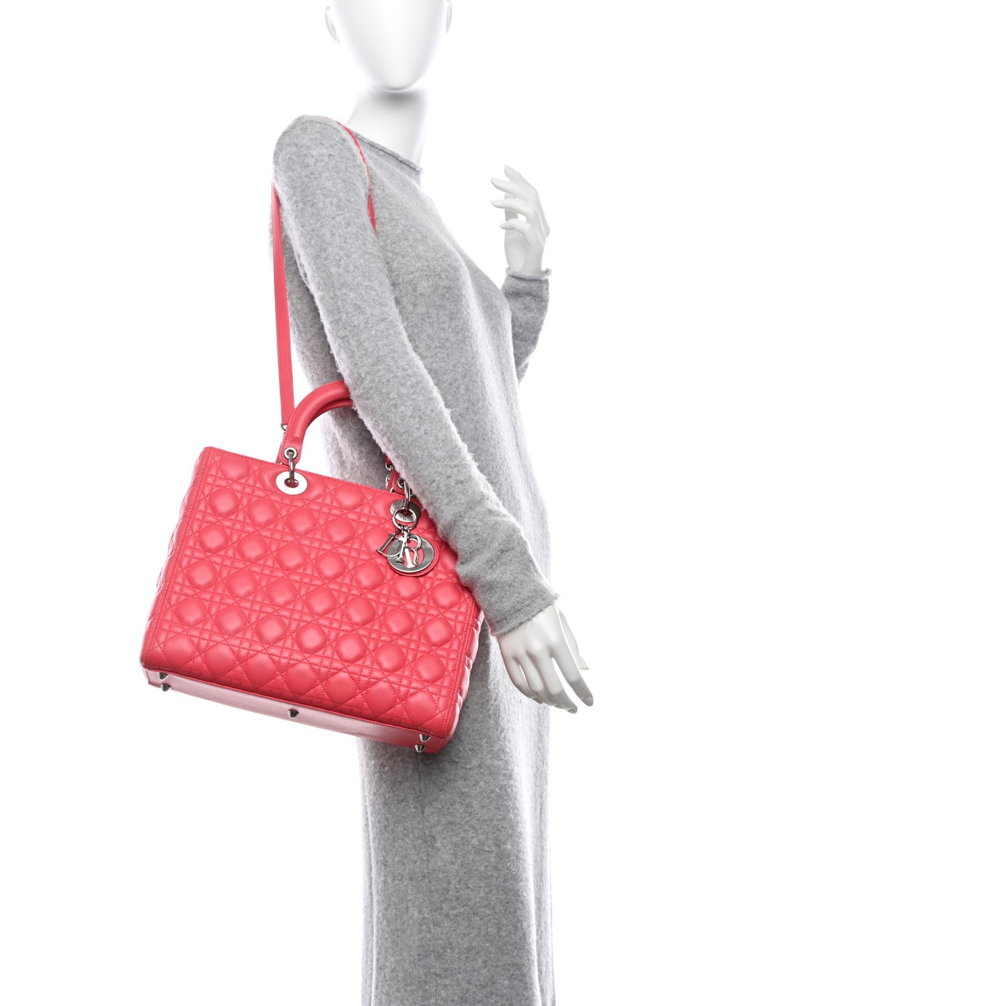 Lambskin Cannage Large Lady Dior Pink