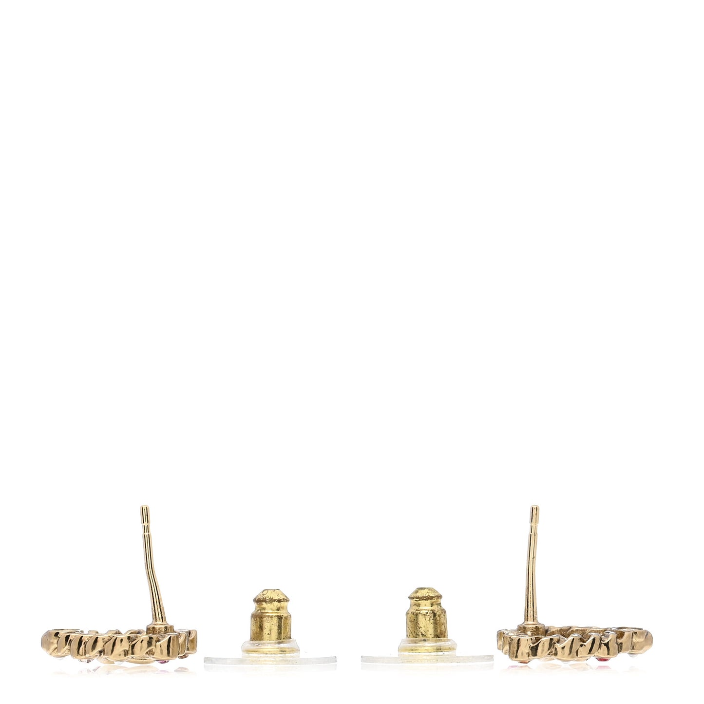 Pearl Crystal CC Heart Earrings Gold Multicolor