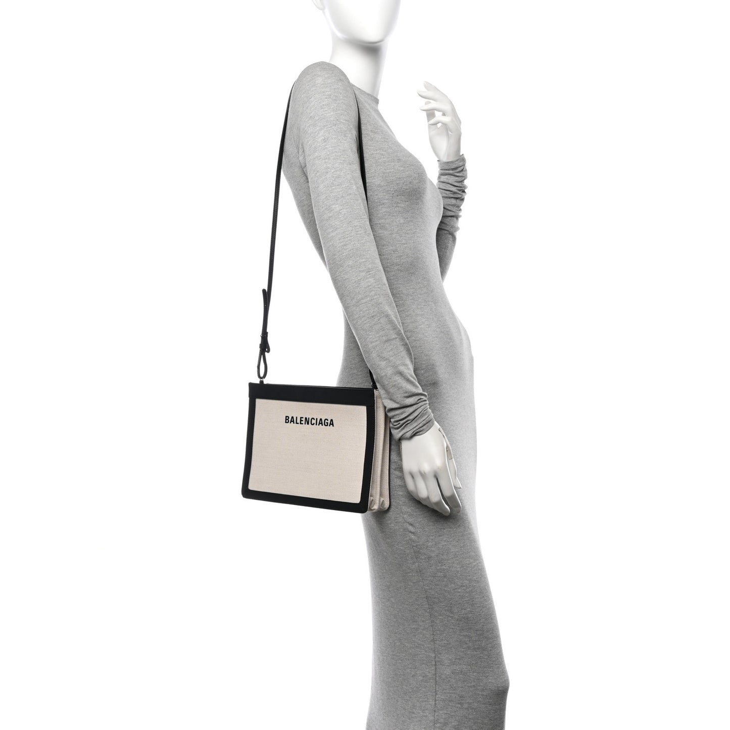 Cotton Canvas Pochette Crossbody Bag Black