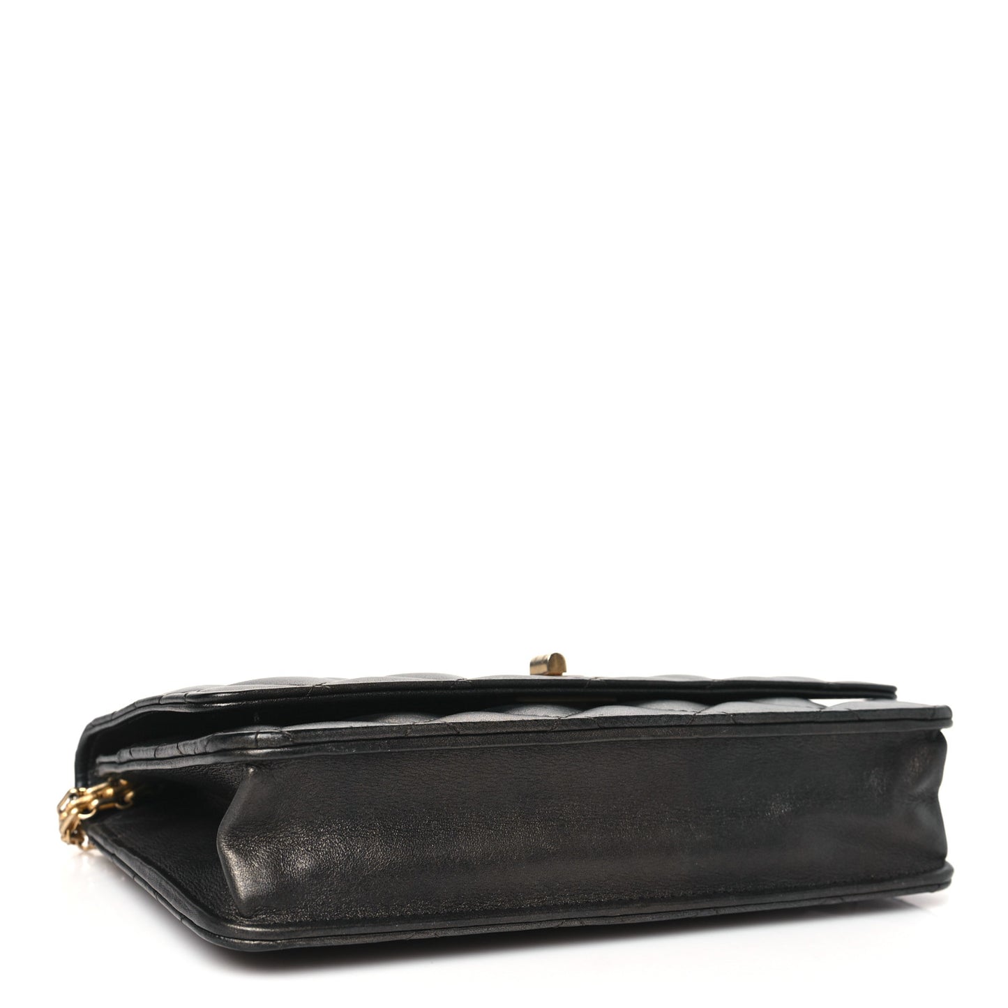 Metallic Calfskin Quilted 2.55 Reissue Wallet On Chain WOC Grey