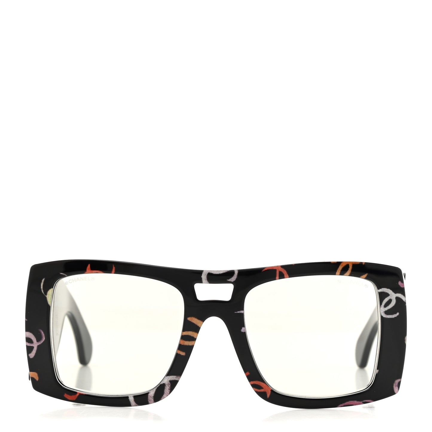 Acetate CC Logo Square Sunglasses 71628 Black Multicolor