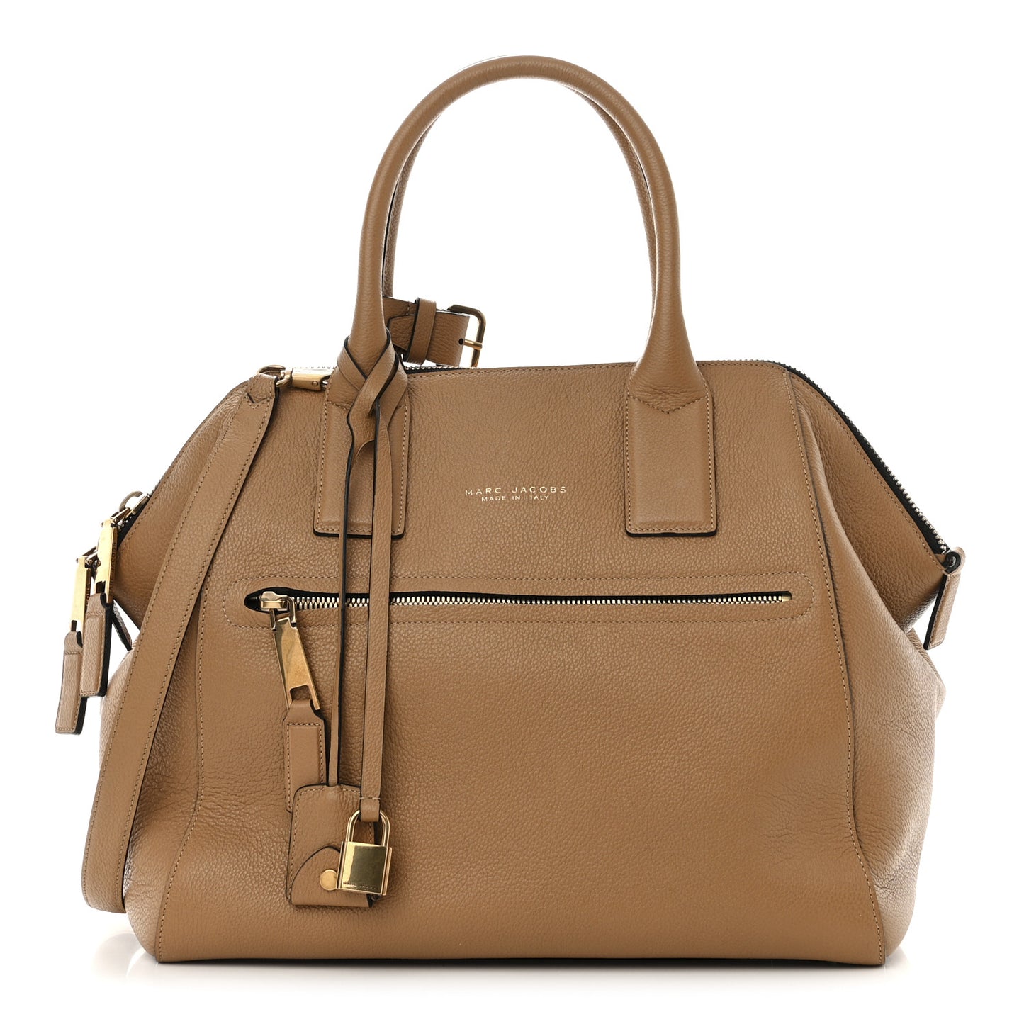 Textured Calfskin Large Incognito Satchel Cappuccino