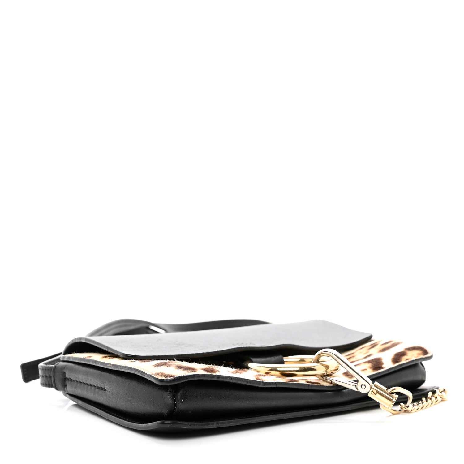 Chloe Calfskin Pony Hair Leopard Print Small Faye Shoulder Bag Abstract White 4 of 10