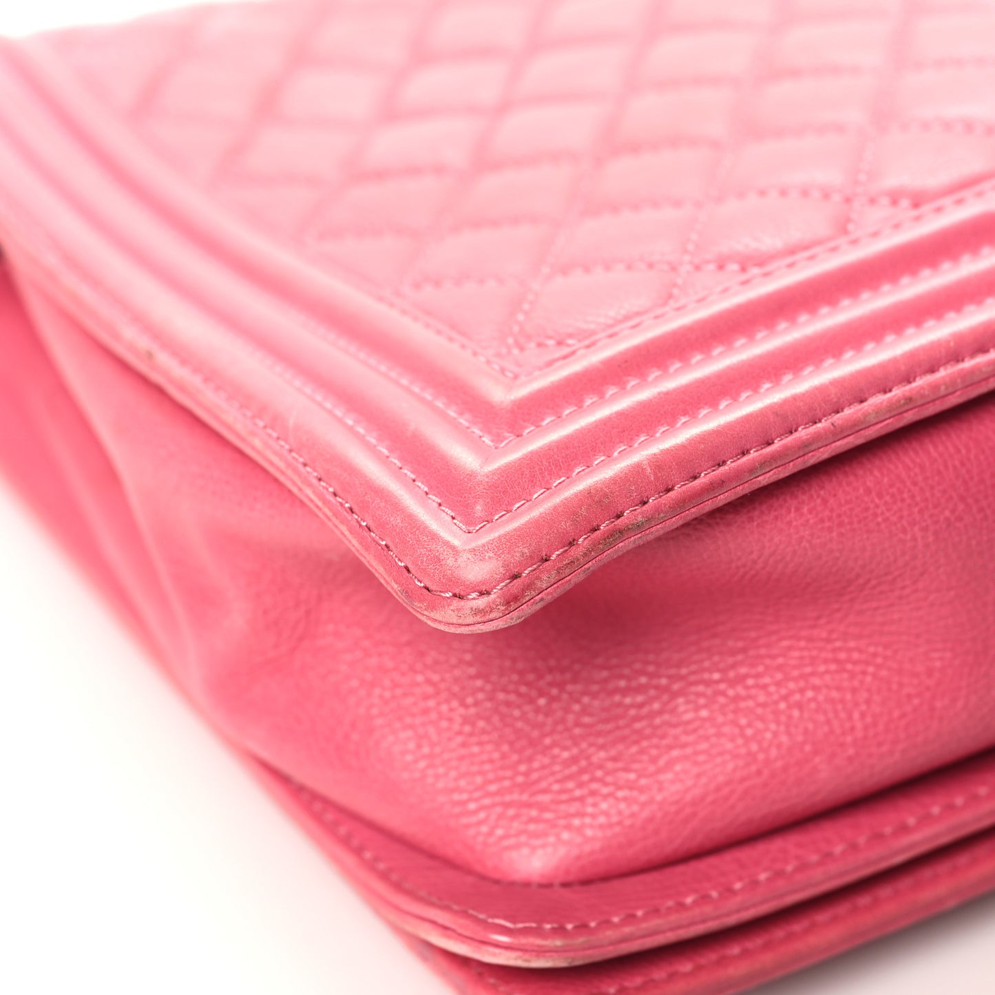 Calfskin Quilted Large Boy Flap Pink
