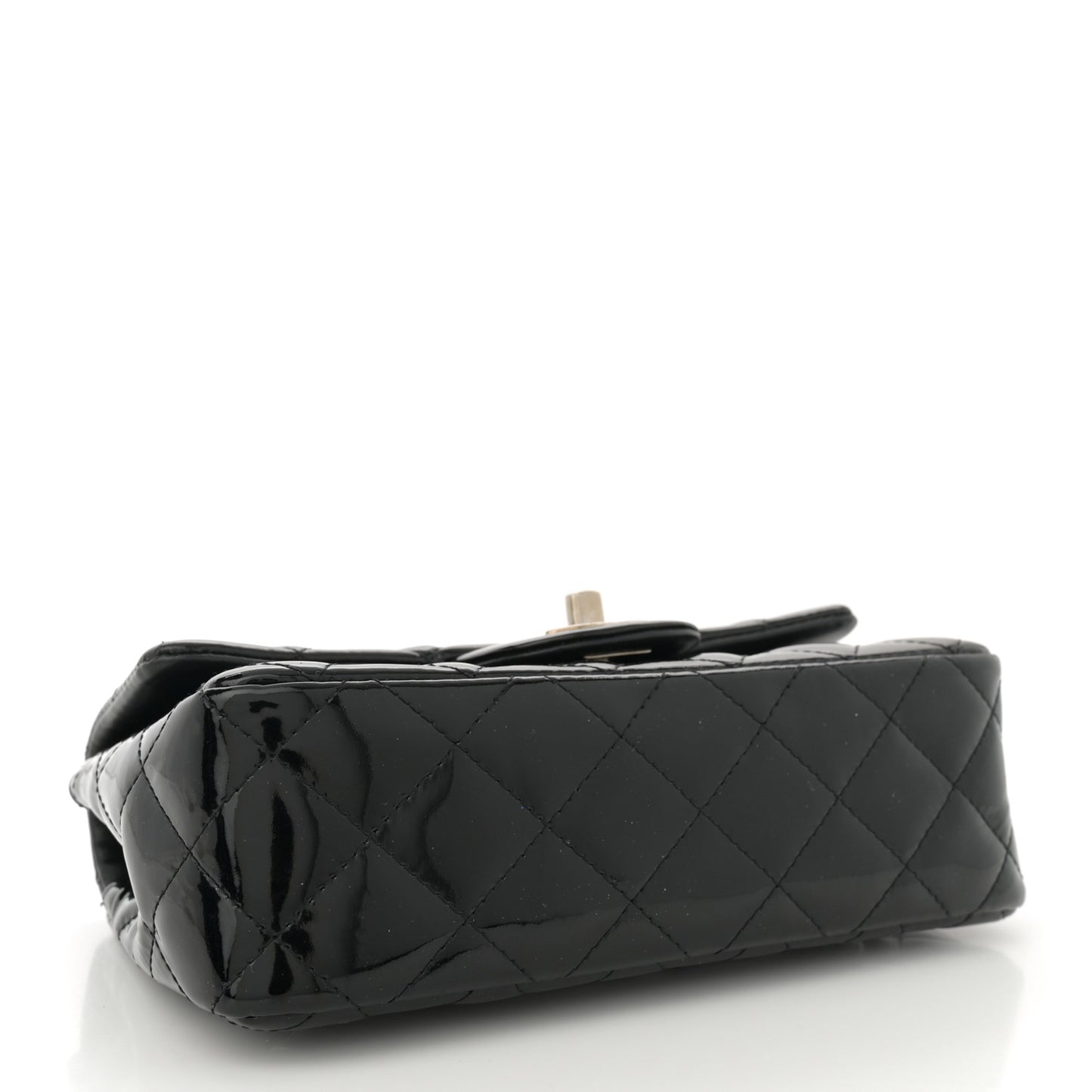 Patent Calfskin Quilted Mini Rectangular Flap Black